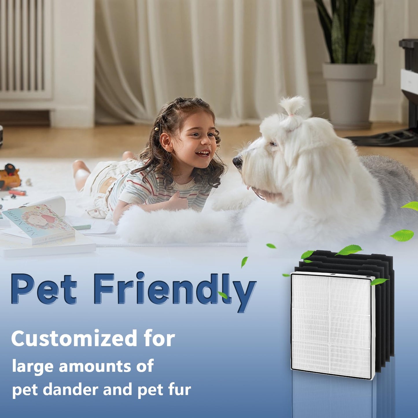 Funmit AP510 & AP450 Filter Replacement for Whirlpool Whispure AP51030K AP51030KB AP45030K WP500 WP1000 1183054K 8171434K Air Purifiers, 1 High Efficiency Filter and 4 Activated Carbon Filter