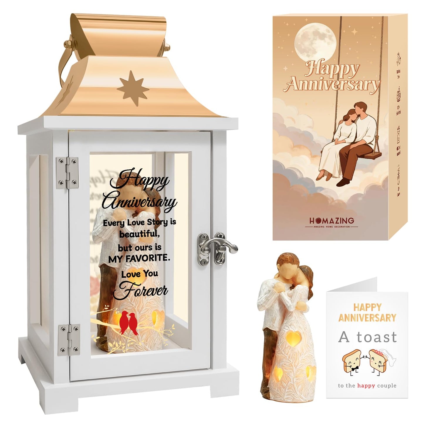 Homazing Wedding Anniversary Lantern Gift for Couple Wife Women Her Husband, Best Anniversary Wedding Gift for Couple Wife Parents 1st, 5th, 25th, 50th