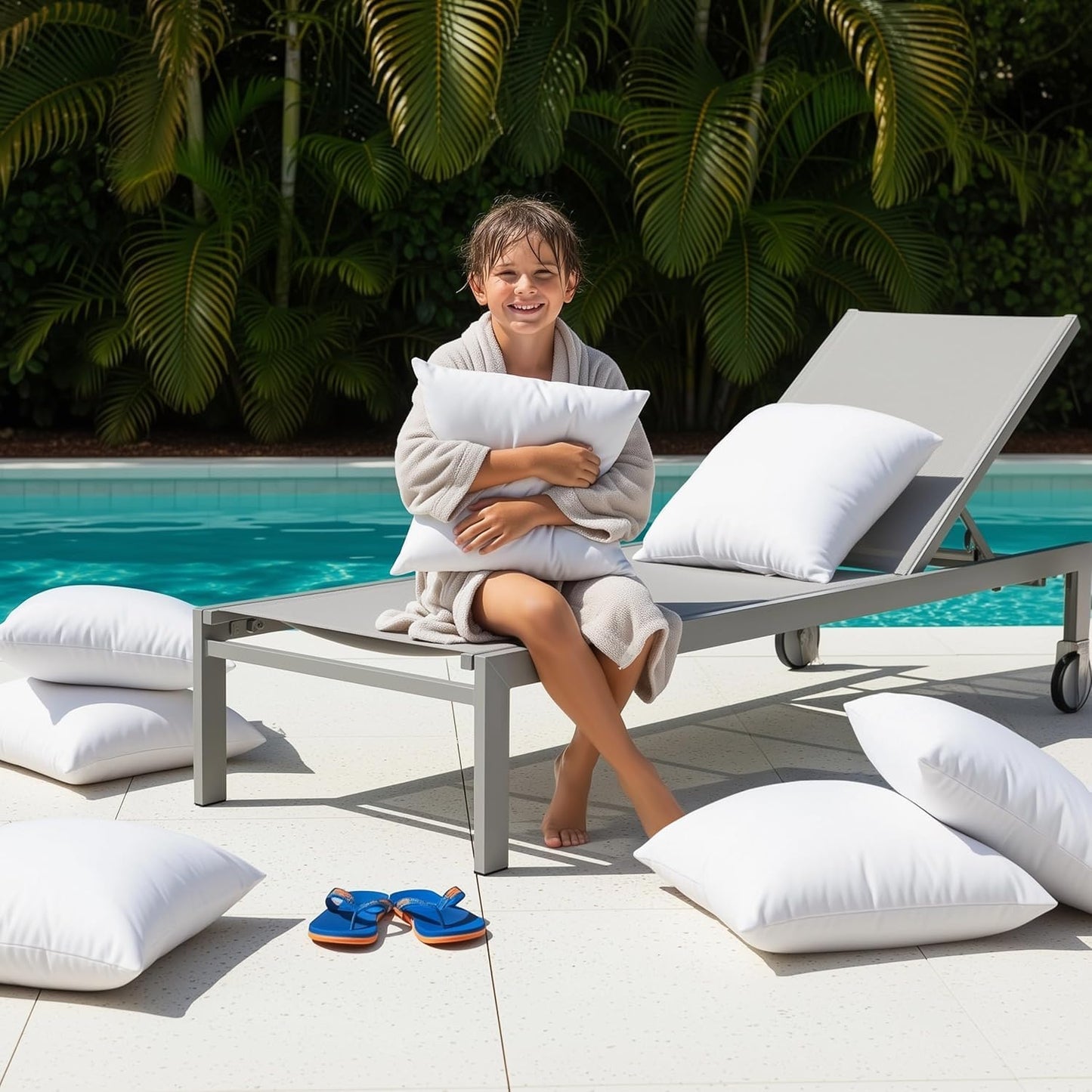 Utopia Bedding Outdoor Pillow Inserts 24 x 24 Inches (Pack of 2, White), Water Resistant Garden Throw Pillows for Patio and Porch Furniture