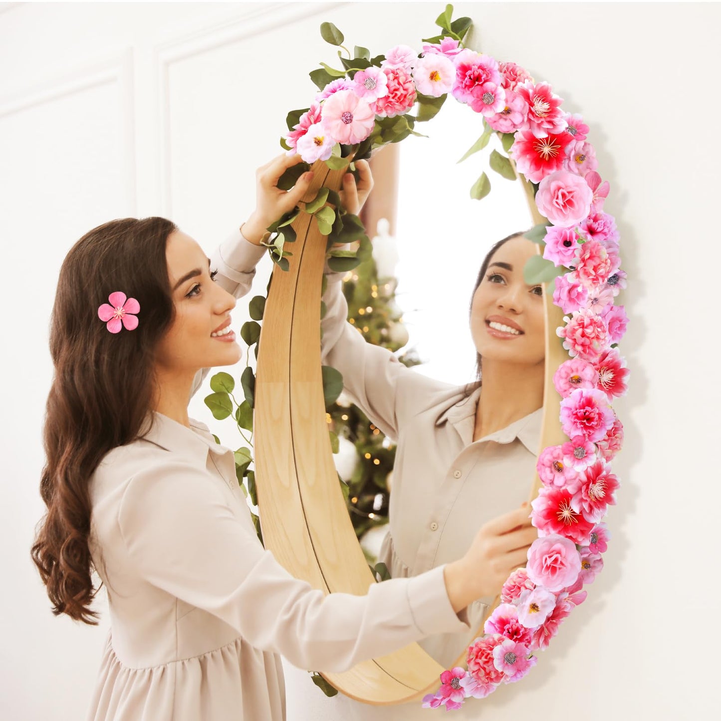 Geosar 120 Pcs Artificial Flowers Bulk Mini Silk Flower for Crafts Fake Small Flowers Heads Floral Arrangement Decor for Spring DIY Wreath Wedding Bouquet Decoration(Pink,Cozy Style)