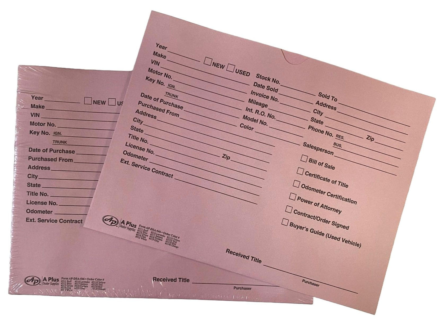 A Plus Dealer Supplies Vehicle Printed Dealer Jackets #514 DSA-546 Pink, 100 Quantity (U2T*)