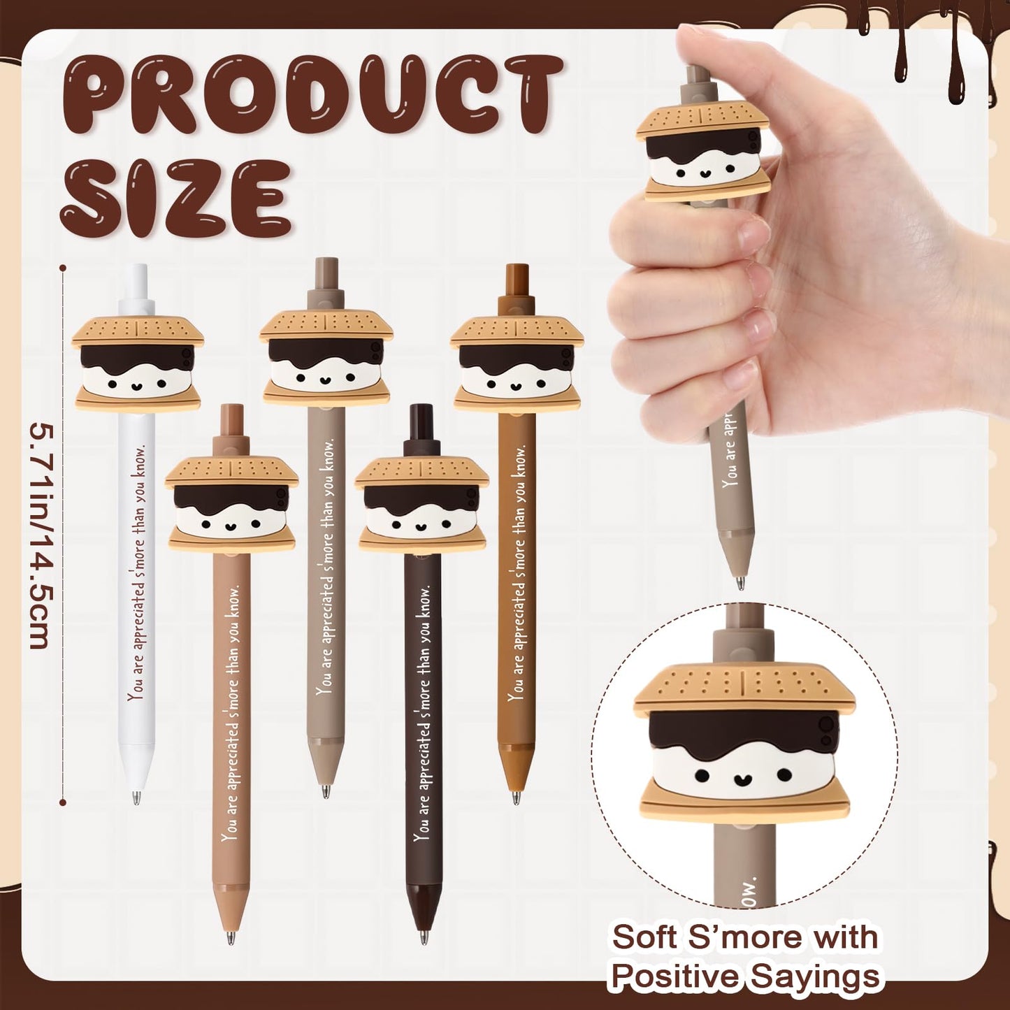 Eaasty 50 Set End of Year Teacher Gift Smore Pen Gifts Bulk Employee Coworker Appreciation Gifts Funny Marshmallow Pens Sticky Notes Thank You Note Pads for Graduation Team Office Supplies