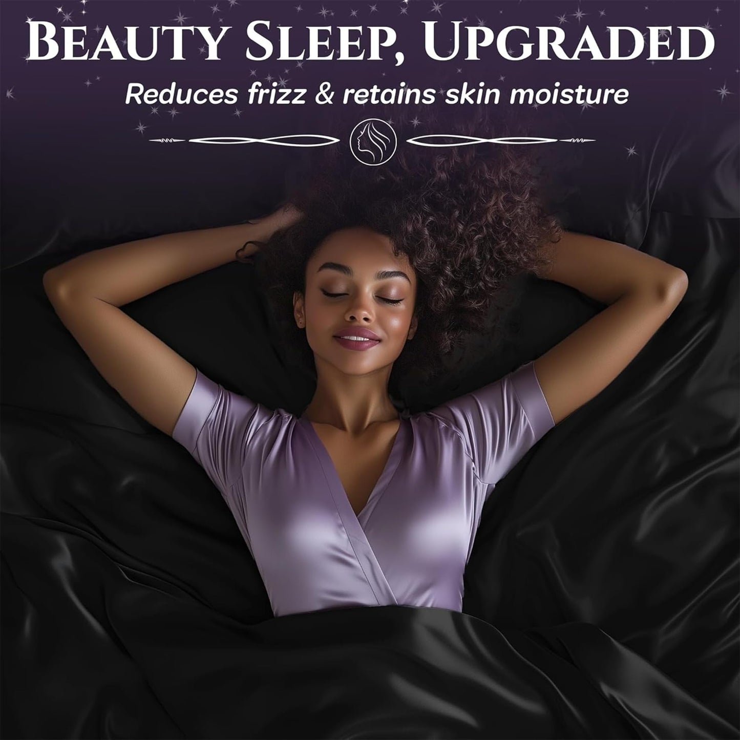 SLEEP SANCTUARY Satin Sheets Queen Size – 4 Piece Luxury Silky Bed Set, Softer Than Silk, 15" Deep Pocket, Cooling & Wrinkle-Free, Moisture-Wicking & Breathable for Hair & Skin (Black)