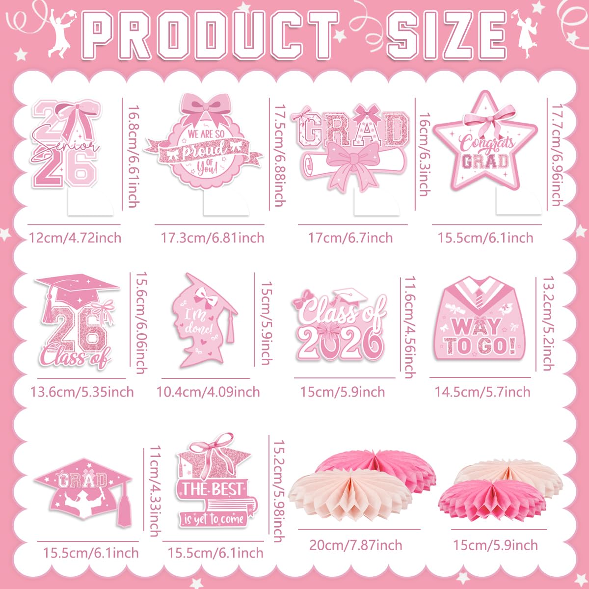 2026 Graduations Decorations Pink Bow Class of 2026 Plates and Napkins Banner Grad 2026 Tablecloth Congrats Grad Cake Topper Hanging Swirls Balloons Graduation Party Supplies