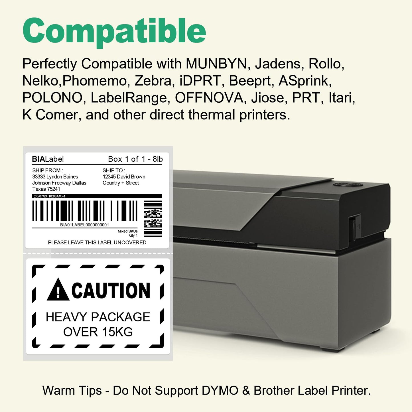 12 Rolls 3" X 2" Barcode Labels, 700/Roll - Direct Thermal Labels Compatible with Zebra & Rollo Printers, BIAlabel