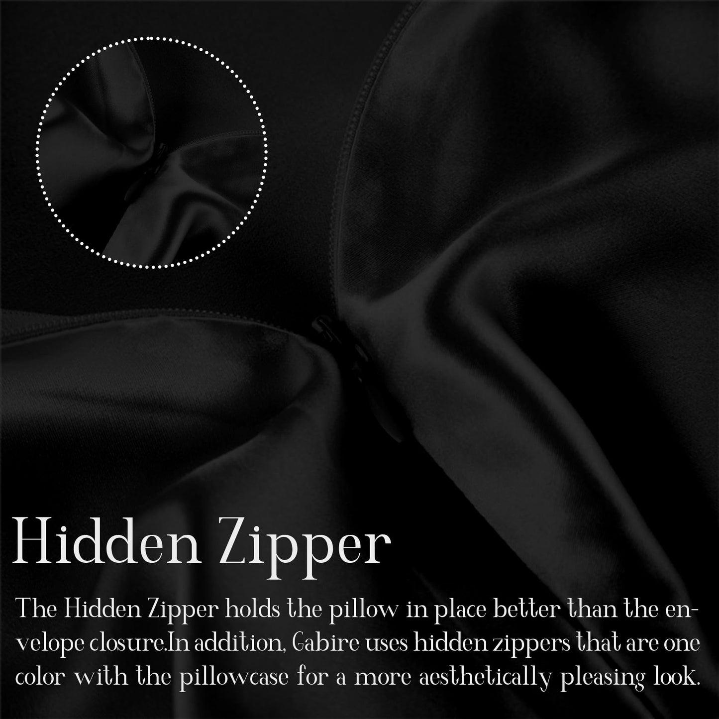 Gabire Mulberry Silk Pillowcases Set of 2, Both Sides Real Silk Pillow Covers for Hair and Skin Prevent Acne Pillowcase Organic Silk Pillowcase 2 Pack with Hidden Zipper, Black, King (20"×36")