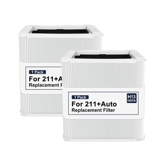 211+ Auto Replacement Filter Compatible with Blueair Blue Pure 211+ Air Purifier, 2-Stage Filtration System, with Activated Carbon, White (2 Packs)