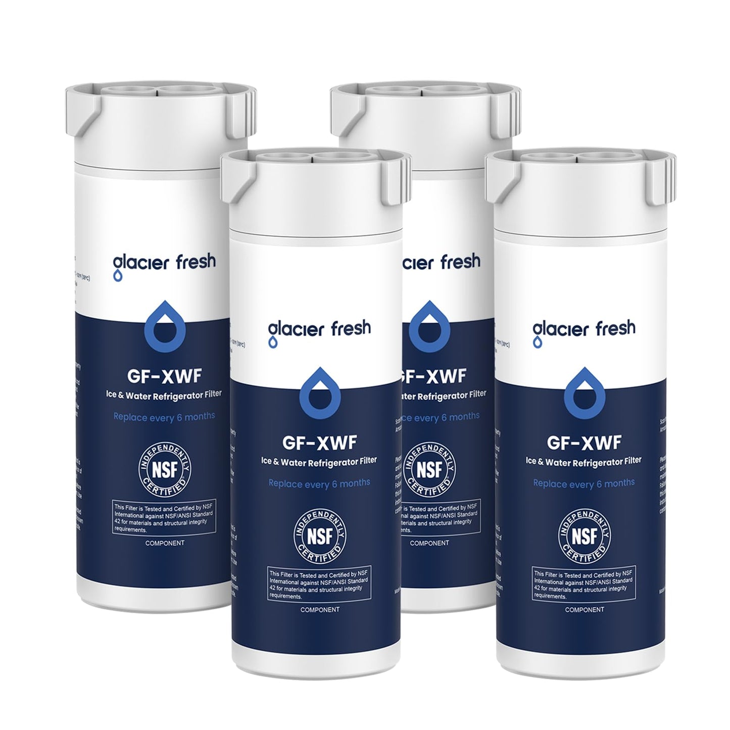 GLACIER FRESH XWF Replacement for GE XWF Refrigerator Water Filter Pack of 4 (Not XWFE)