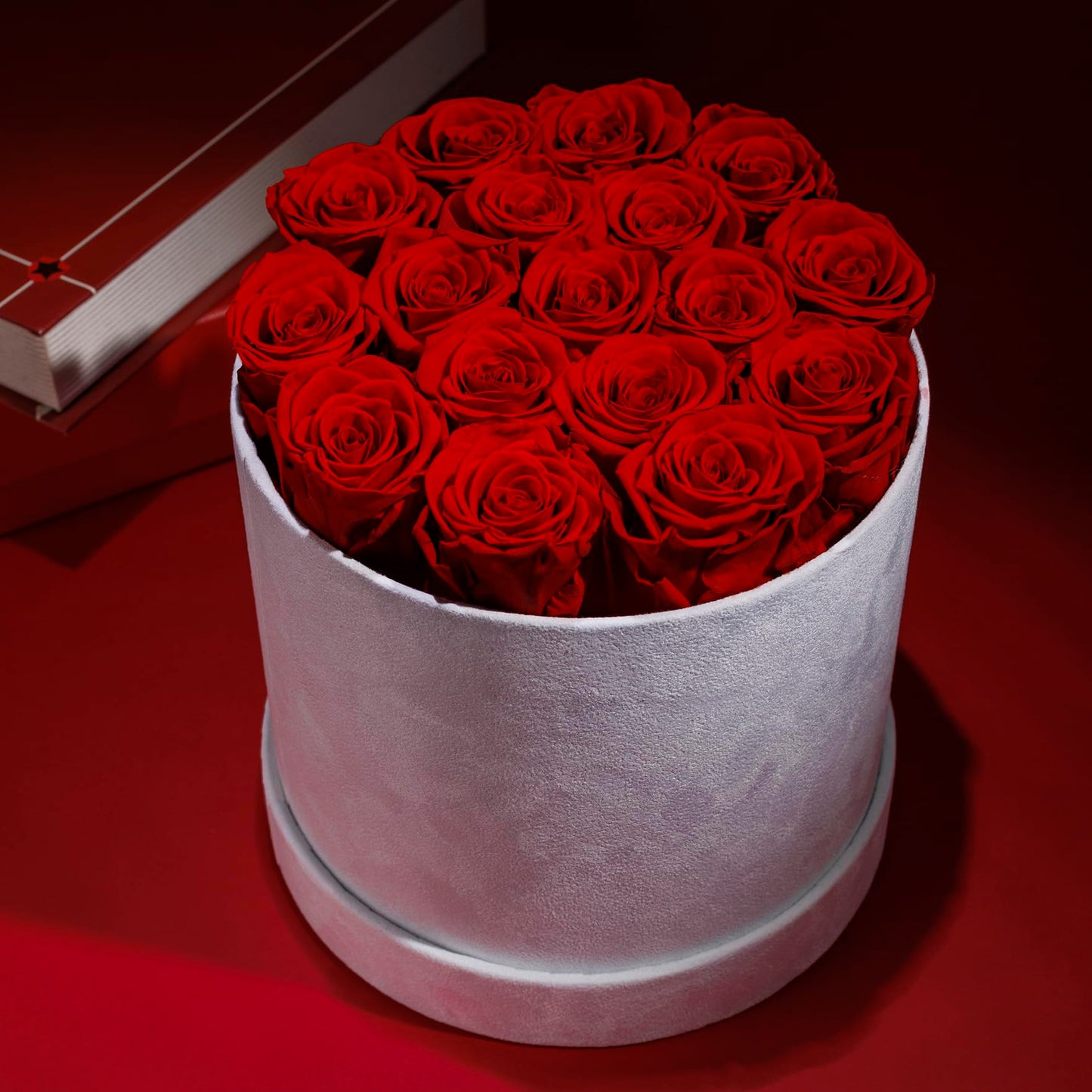 Prifroti 17 Flowers in a Luxury Suede Box, Birthday Gifts for Women, Preserved Flowers, Mothers Day Roses Gift for Mom, Red