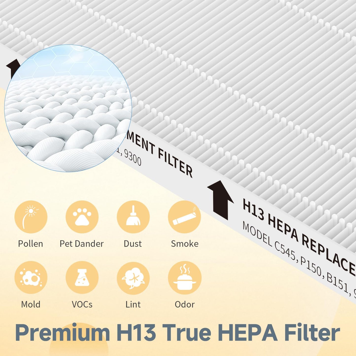 C545 HEPA Replacement Filters S Compatible with Winix C545, Replacement for Winix S Filter Part 1712-0096-00 and 2522-0058-00, 4 True HEPA Filter + 4 Activated Carbon Pre-Filter