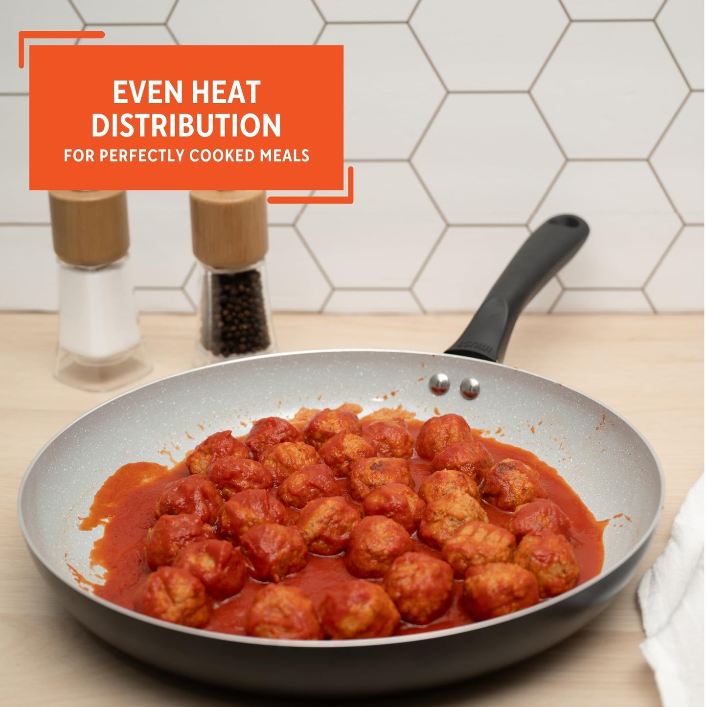 IMUSA 12" Premier Ceramic Nonstick Fry Pan with Cool Touch Handle, Matte Black