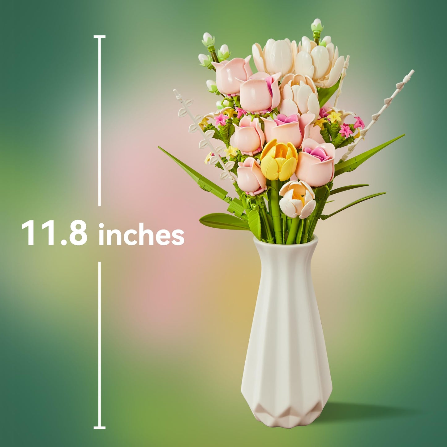 EWED Tulip Rose Flowers Building Sets, Gift for Mothers Day, Flower Bouquet Compatible with Lego Flowers Botanical Collection for Adults Women Girl Girlfriend Birthday Valentine Day Home Office Decor