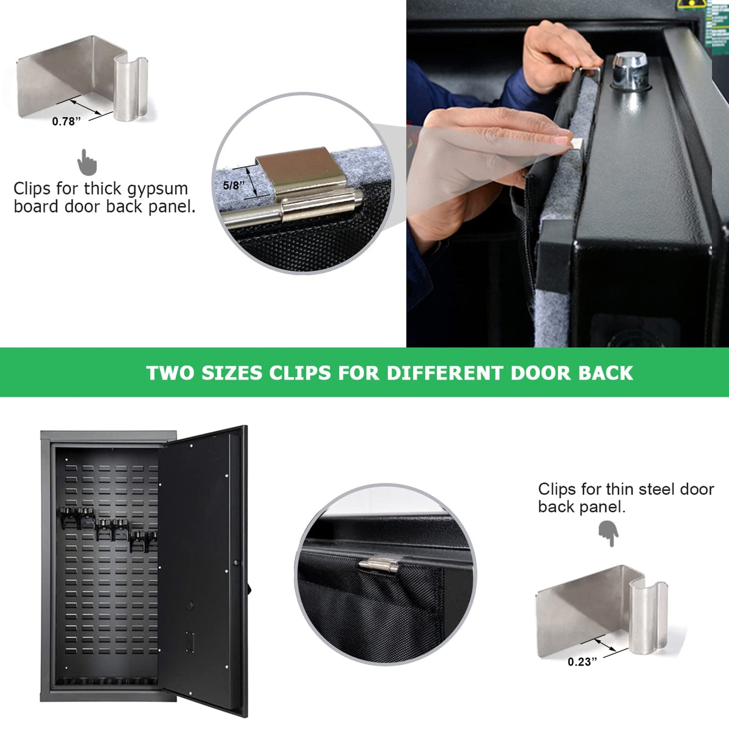 NEXT STATION Gun Safe Door Organizer,Safe Door Panel Organizer with Pistol Holsters Document Pouch Adjustable Width Fit Back Panel from 9 to 14 inches, Gun Safe Accessories Storage (8.5W*45.5H inch)