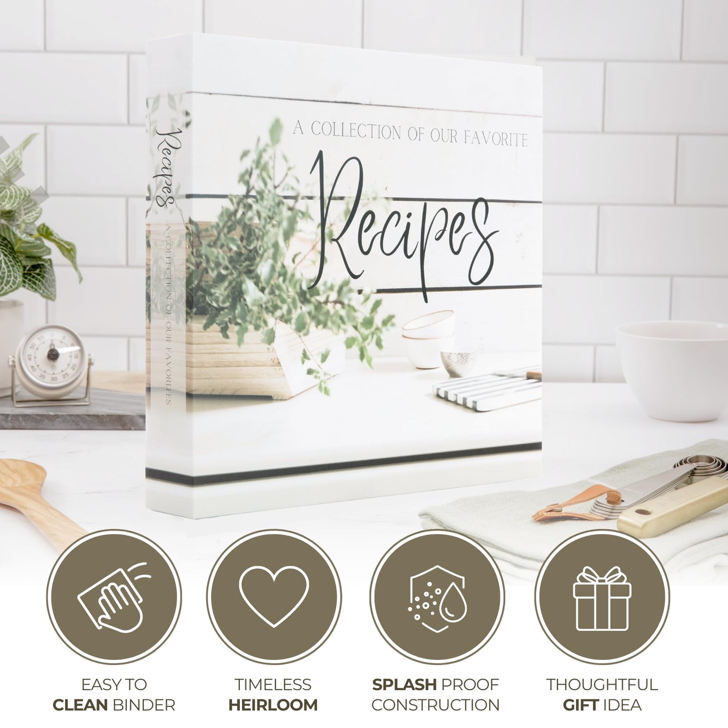 Recipe Binder with Plastic Sleeves | Recipe Book to Write in Your Own 8.5x11 3 Ring Blank Cookbook Binder Organizer | Bridal Shower Gift | Family Heirloom | Family Owned Brand