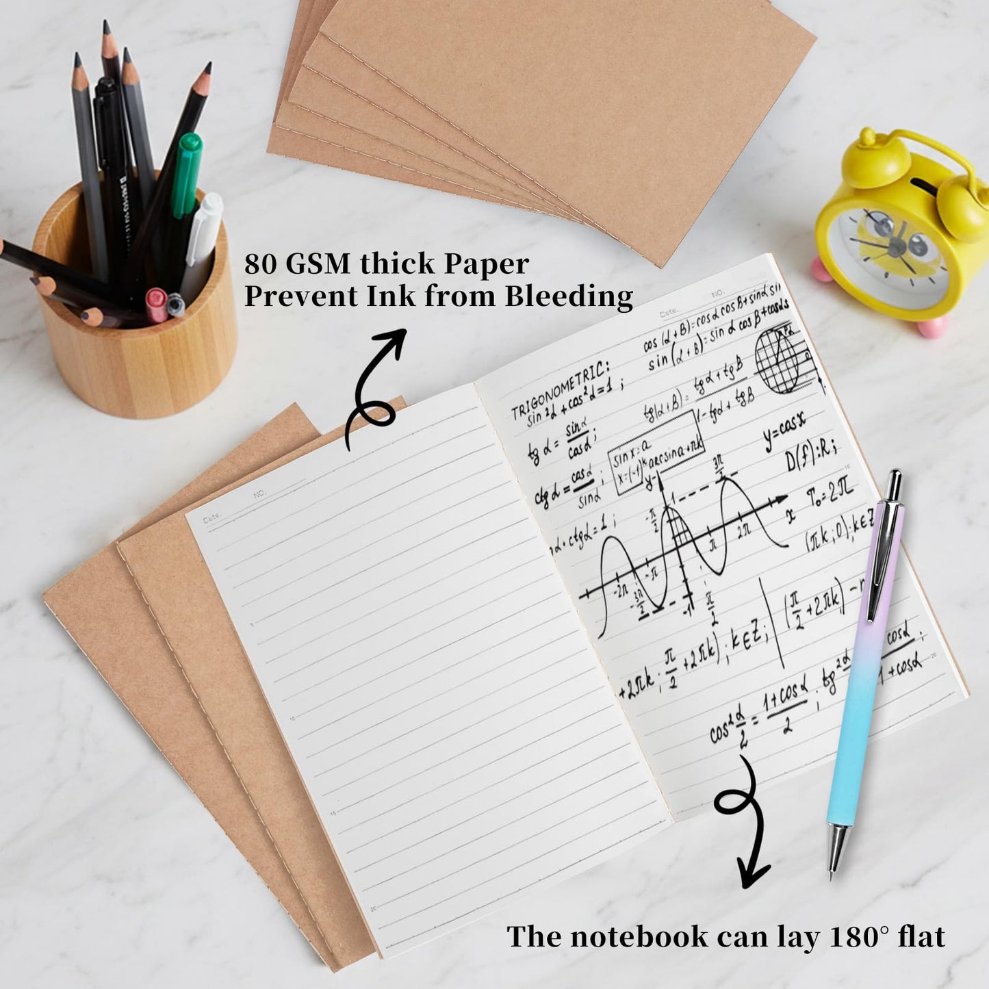 48 Pack A5 Kraft Notebooks Bulk, Lined Paper Journaling Notebooks, 8.3x5.5in 60 Pages Composition Notebook Travel Journal Set for Work, School, Students,Kids, Gift, Office, Back to school Supplies