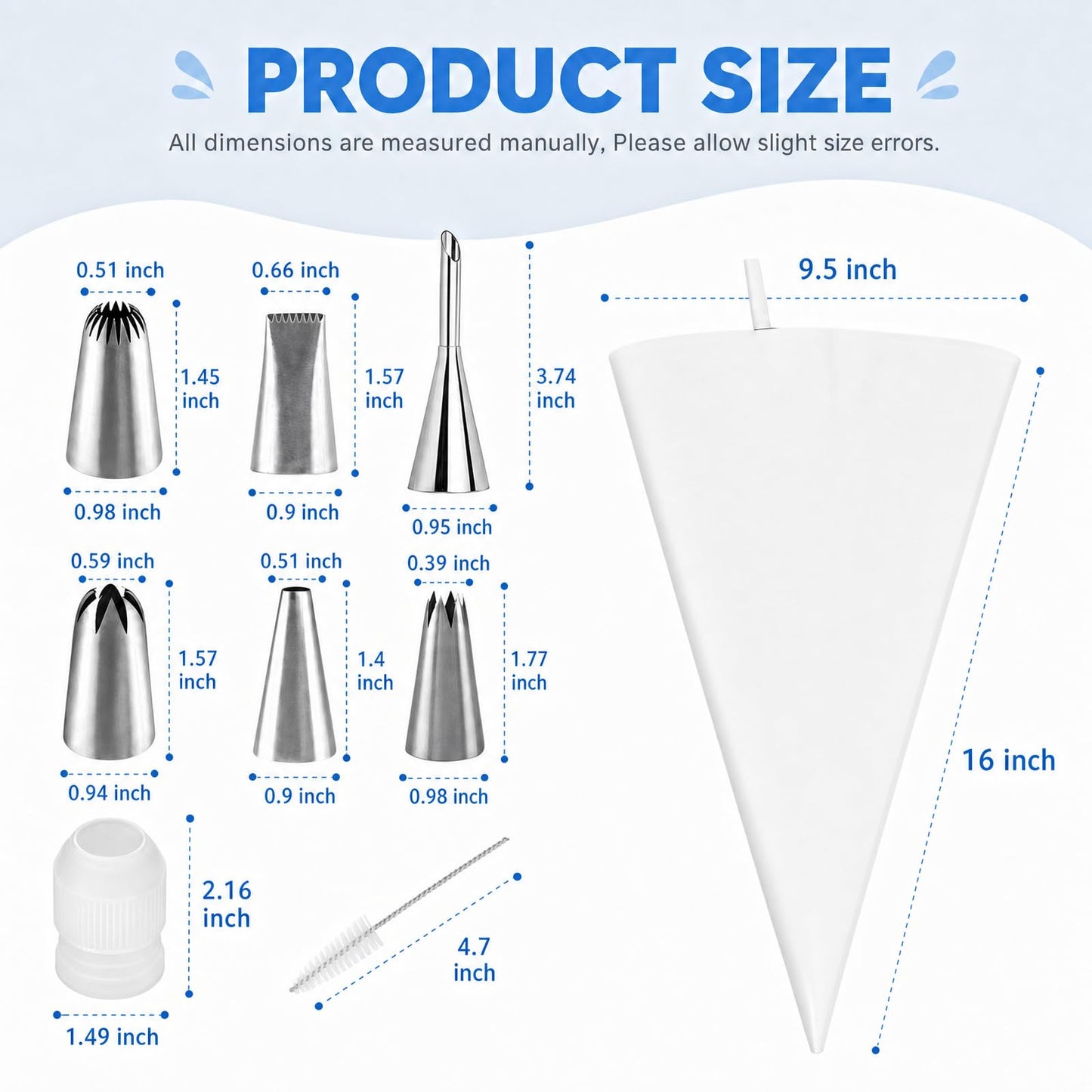 Reusable Piping Bags and Tips Set – 16" Pastry Bags for Cake Decorating, Cupcakes & Cookies with Frosting Tips – Leak-Proof Cotton Icing Bags, Eco-Friendly Baking Kit for Home Bakers & Beginners
