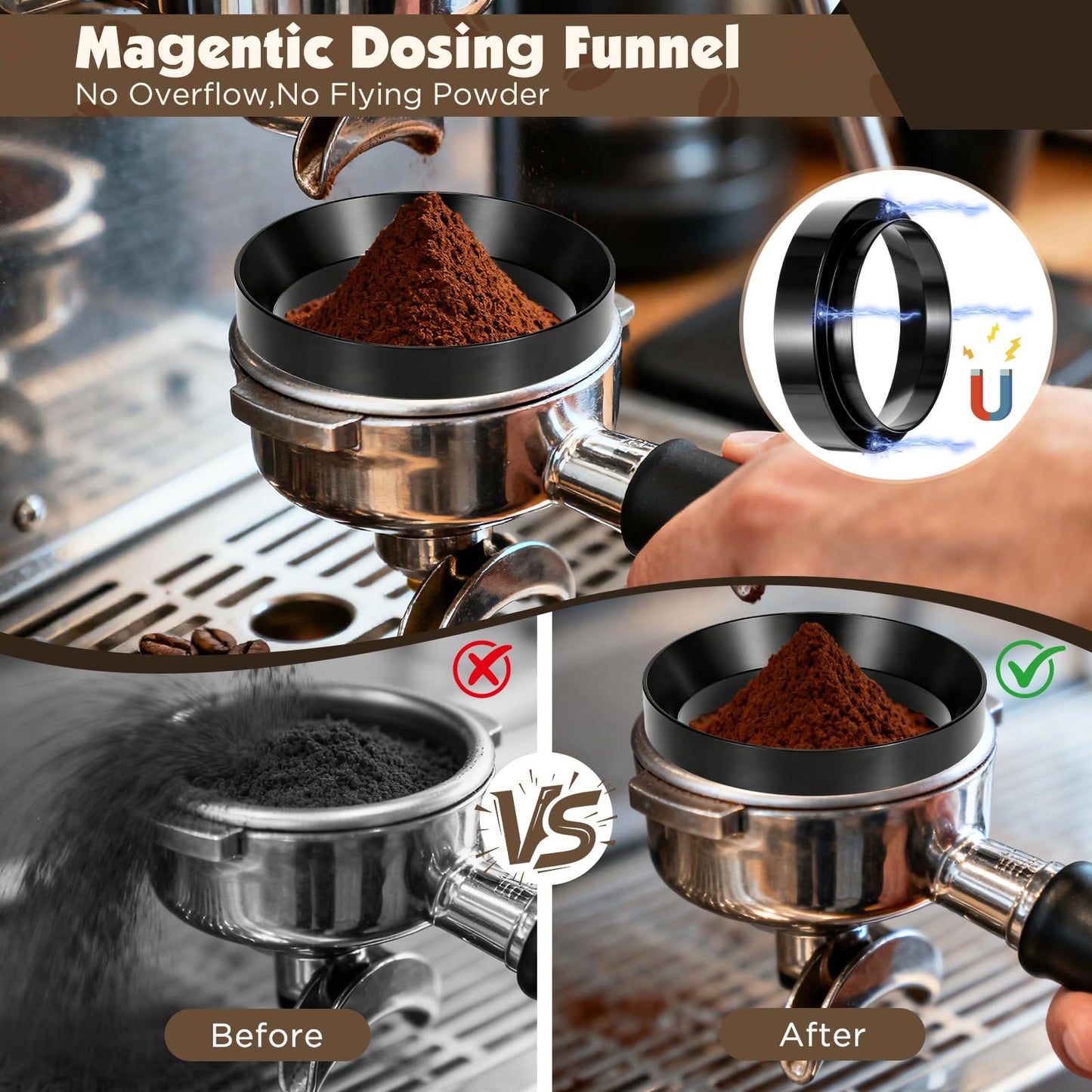 8 PCS Espresso Accessories Kit,51mm Espresso Tamper Tools,WDT Tool Espresso,Espresso Tamping Station, Distributor, Stirrer, Dosing Funnel,Puck Screen, Brush and Latte Art Pen
