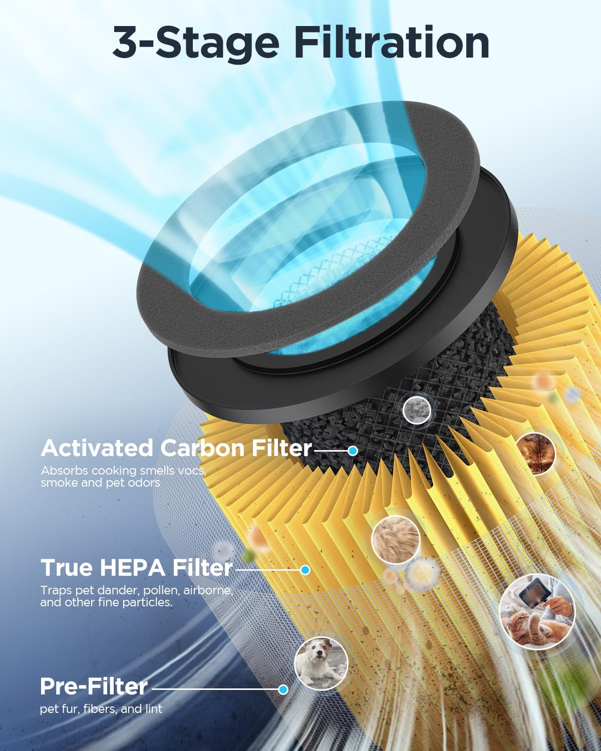 MOOKA Official Certified Pet Care Replacement HEPA Filter for B-D02L Air Purifier (2-PACK)