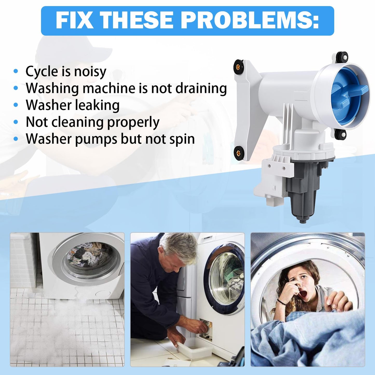Upgraded WH11X29539 Washer Drain Pump & Filter Assembly Compatible with GE Front Load Washer, Replaces WH11X39237 AP6986715 PS16217203 EAP16217203 4962370 B25-3A04 PD00065822