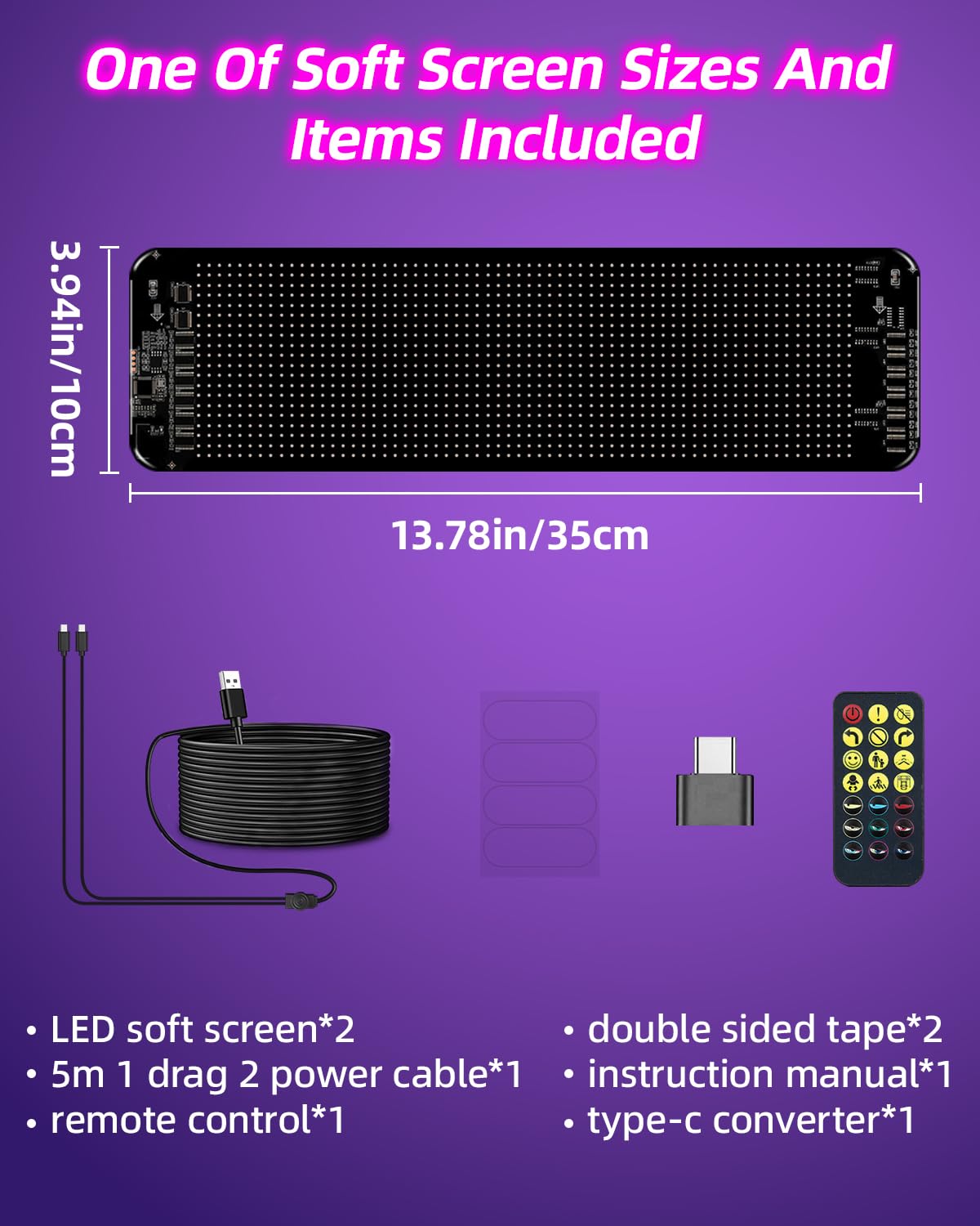 Untrxr 2pcs Devil Eyes Light for Windshield,14“*4”Programmable Flexible LED Display with Remote/App Control,Custom Animations, Patterns & Text,for Store、Cars、 Trucks