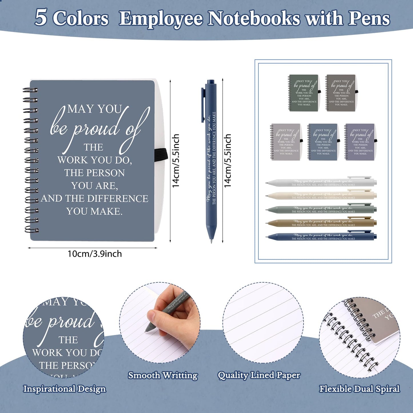 Honoson 50 Sets/100 Pcs Graduation Appreciation Gifts May You Be Proud The Work Notebook with Ballpoint Pen Thank You Notebooks 2026 CNA Appreciation Gifts for Staff Nurse Coworker (Chic Color)