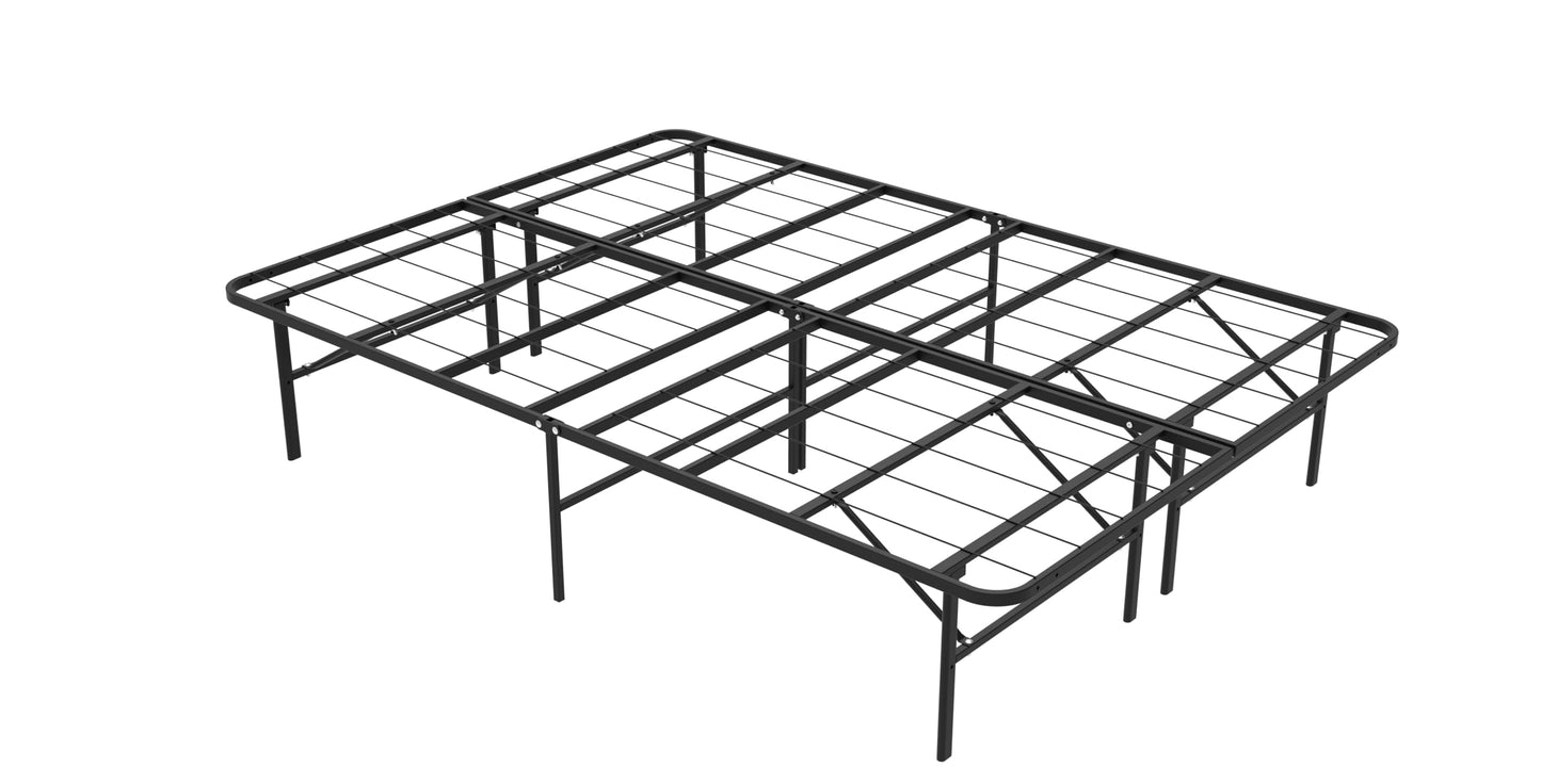 MAKE CHANGES Foldable Full Size Bed Frame，Metal Platform with 14" Underbed Storage, Heavy Duty，Noise Free,Easy Foldable Assembly, No Box Spring Needed,Black