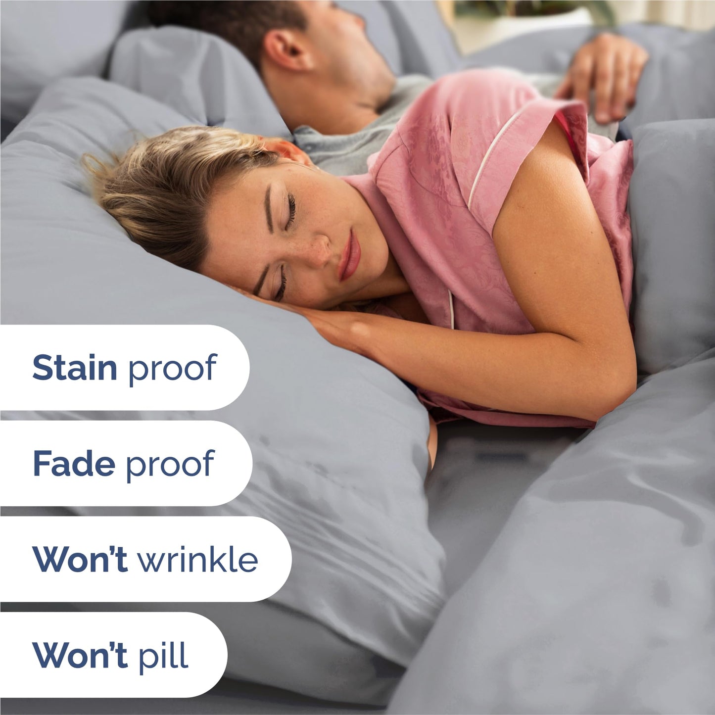 Split King Size 5 Piece Sheet Set - Comfy Breathable & Cooling Sheets - Hotel Luxury Bed Sheets for Women & Men - Deep Pockets, Easy-Fit, Soft & Wrinkle Free Sheets - Steel Blue Oeko-Tex Bed Sheet Set