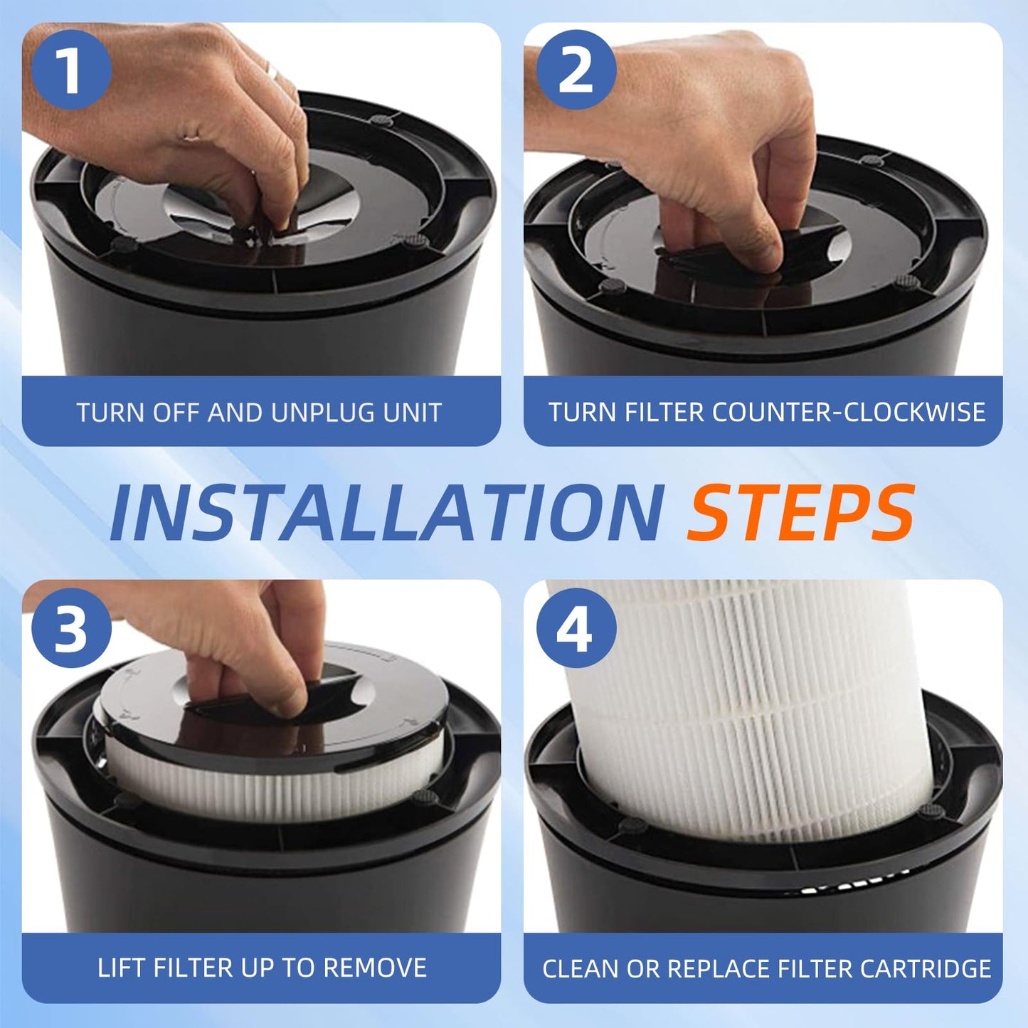 For Silveronyx Air Purifier Replacement Filter KJ150F-C02,5 Speed H13 True HEPA Activated Carbon Filter (Large Room500 sq ft), 2 Pack