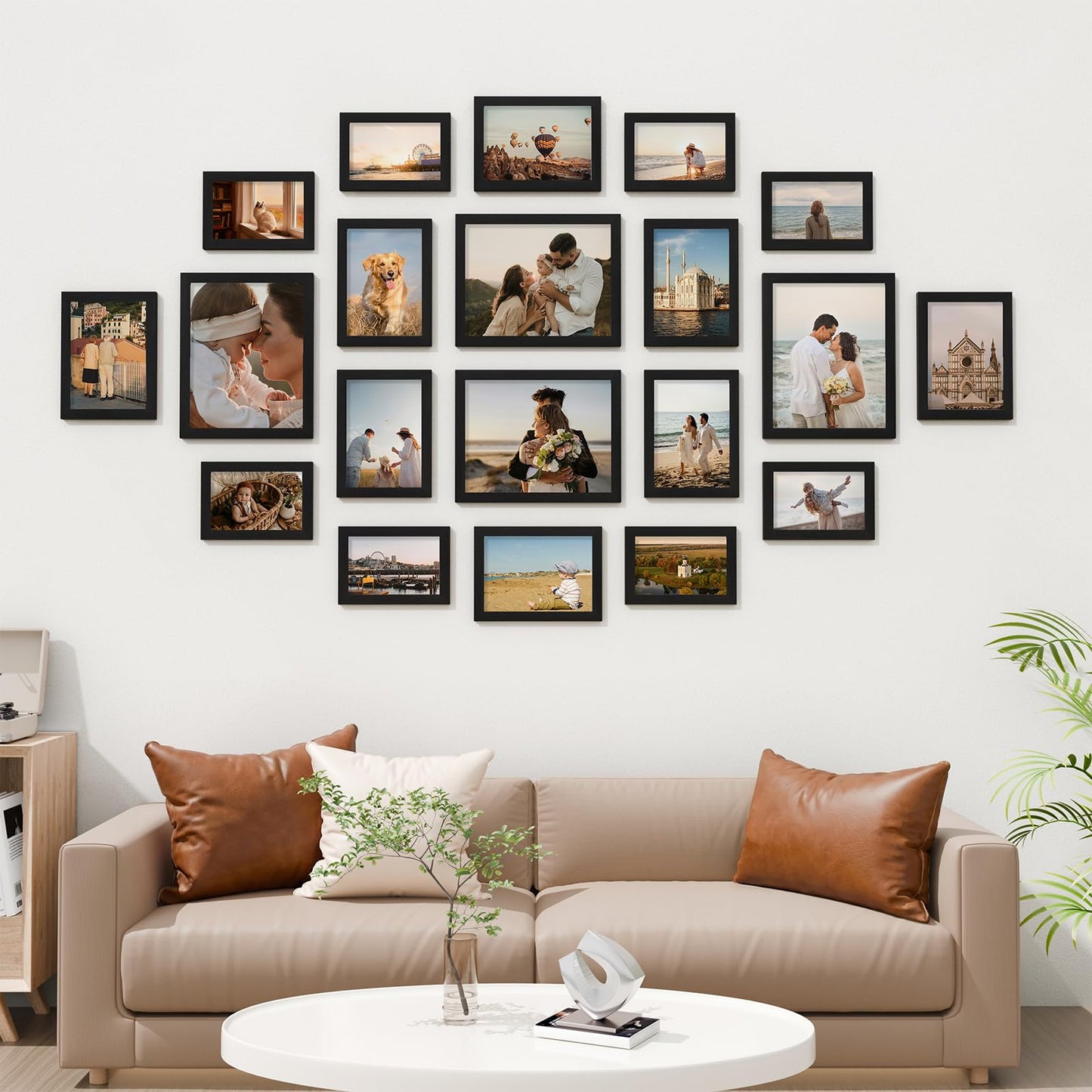 Vittanly 20 Pack Picture Frames Collage Wall Decor, Multi Sizes Including 4pcs 8x10, 8pcs 5x7 and 8pcs 4x6 Photo Frames, Gallery Frame Set for Wall or Tabletop Display, Black