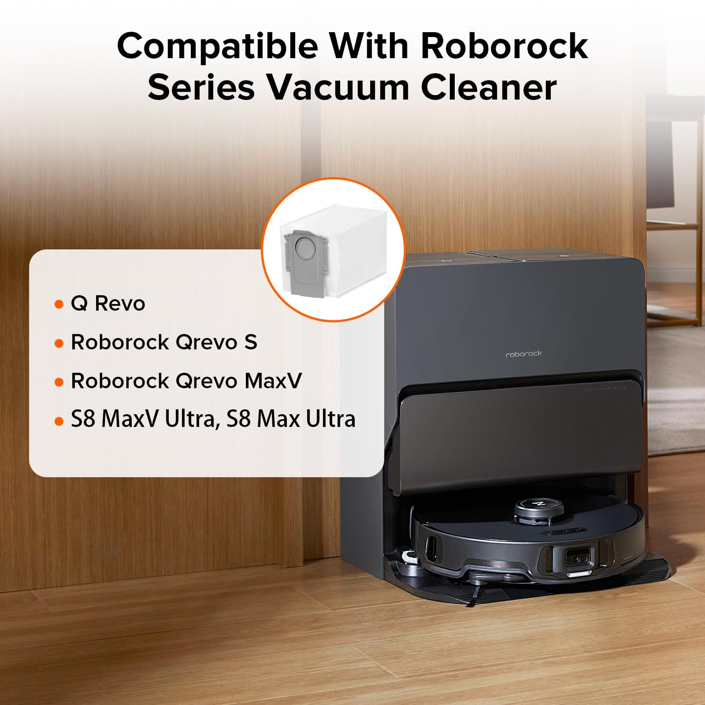 roborock 6 Packs Disposable Dust Bags for QrevoEdge2, QrevoSPro, QrevoCurv2Flow, QV35A, Saros10 & Saros20series, QrevoCurv, QrevoEdgeS5A, QrevoSlim, S8MaxUltra, QrevoMaxV, QRevo series Robot Vacuum
