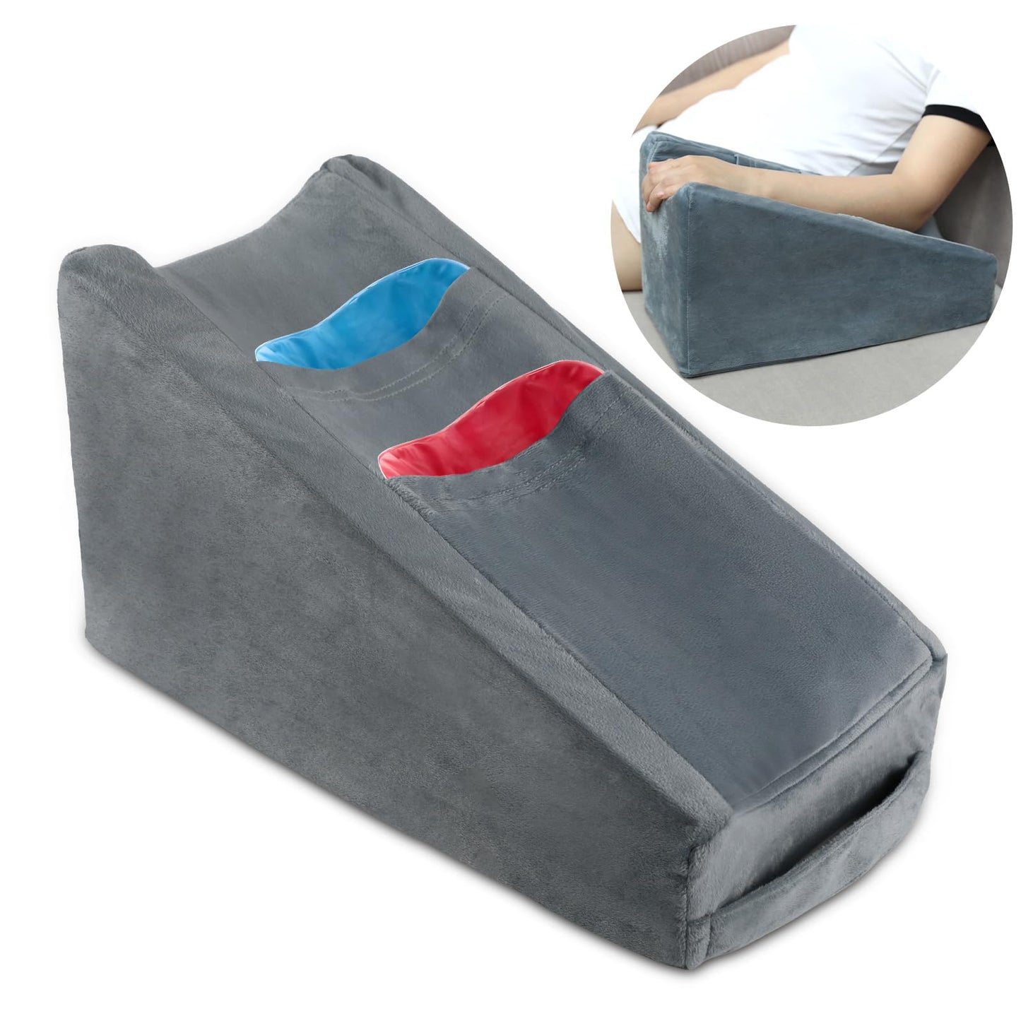 TBXONMOW Arm Elevation Pillow Arm Wedge Pillows for Adults Arm Support Pillow with Pocket for Post Surgery Elbow Rest Pillow with Removable Pillow for Sleeping(Grey)