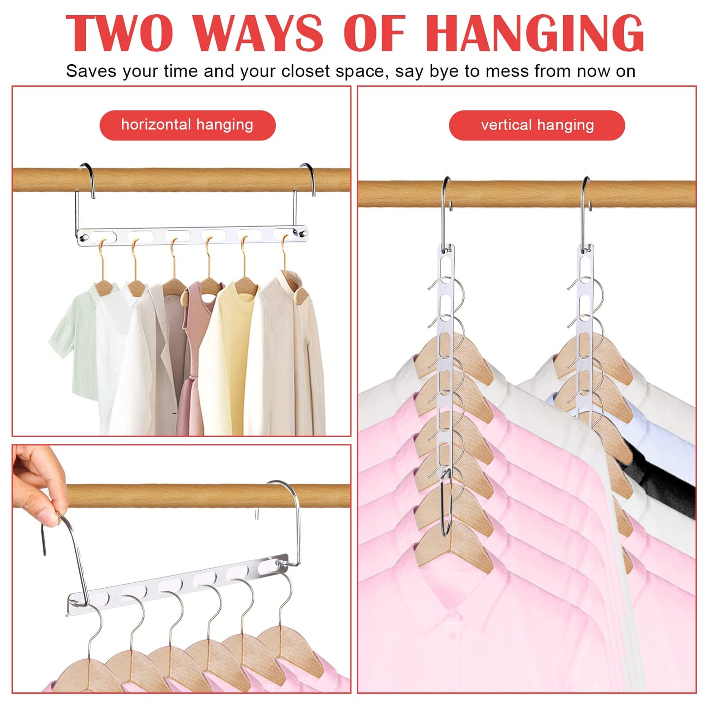 12 Pack Space Saving Hangers for Clothes, Collapsible Metal Hangers Organizer, Clothes Space Savers, Closet Organizers and Storage, Dorm Room Essentials