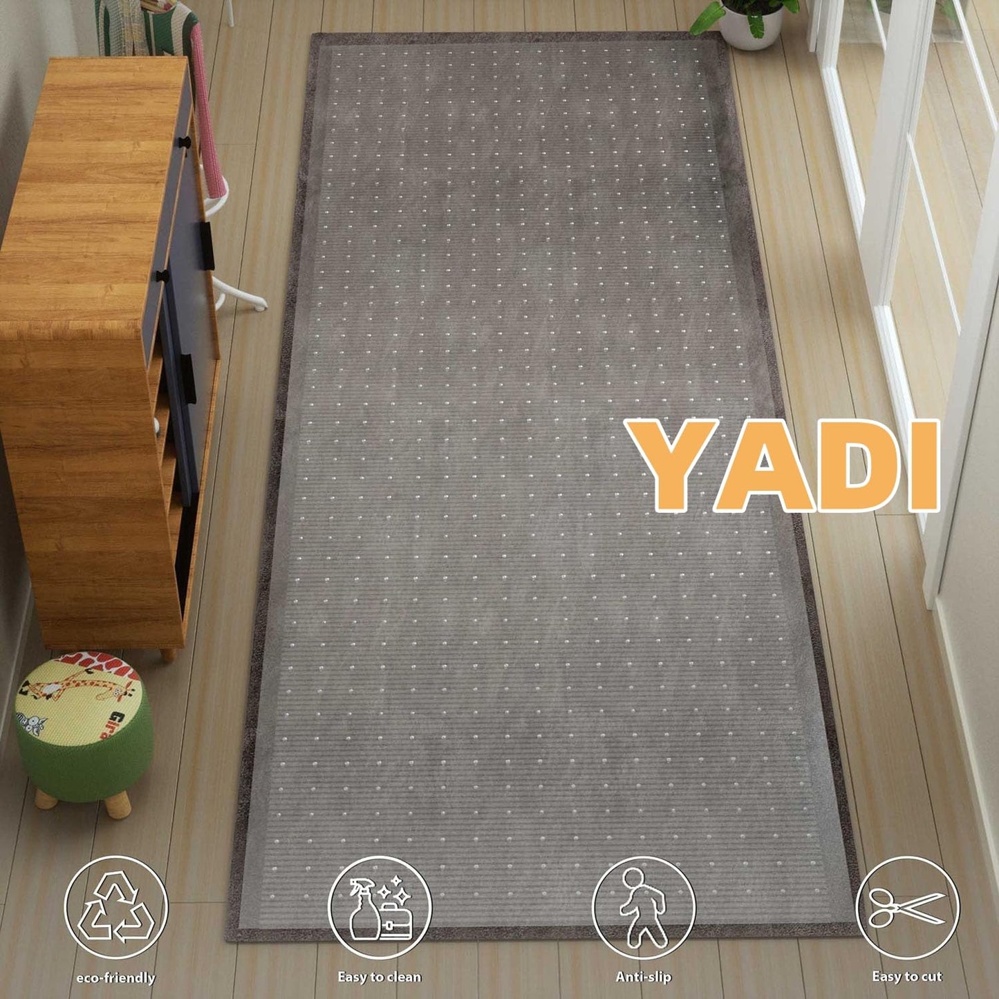 Plastic Carpet Protector Floor Runner 27in x 20ft Clear Carpet Runner for High Traffic Hallway Non-Slip Rug Protector for Low Pile Stain-Resistant & Waterproof