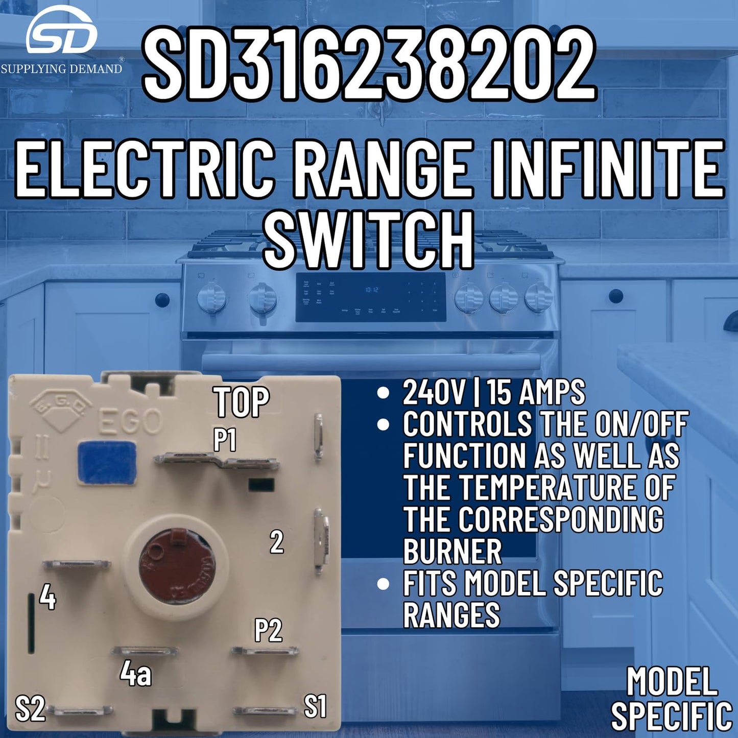 Supplying Demand 316238202 4838969 Electric Range Infinite Switch Replacement Model Specific Not Universal