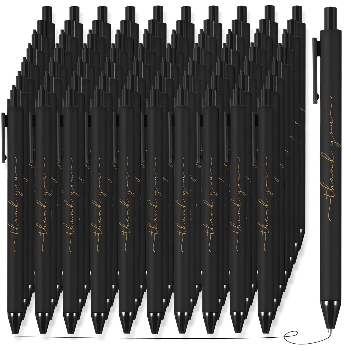 Dispowreath 200pcs Thank You Pens Bulk Cute Multicolor Ballpoint Pen for Server Employee Appreciation Gifts for Wedding Teacher Coworker Office Staff Team Nurse Graduation Baby Shower Party (Black)