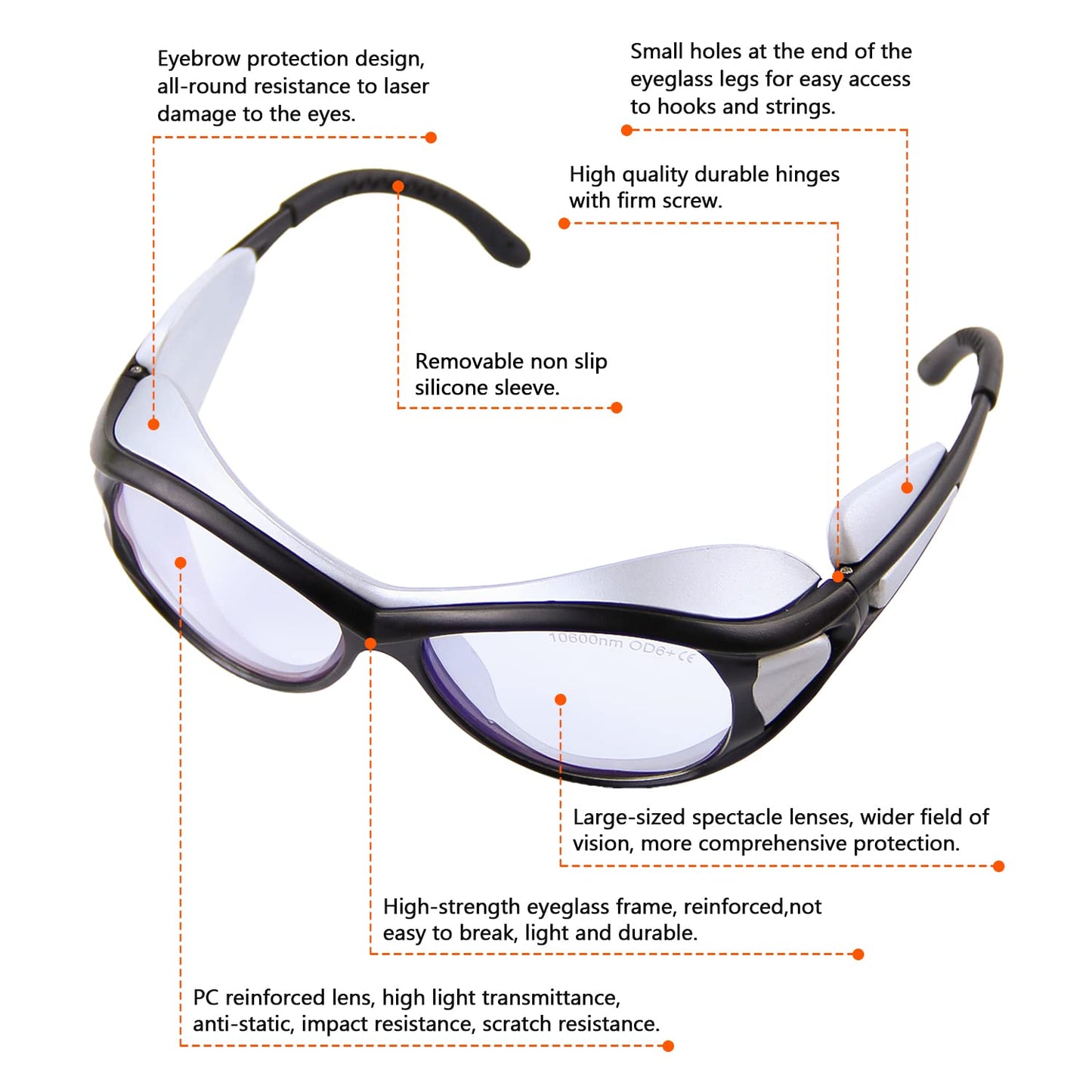 10600nm CO2 Laser Safety Protective Goggles 10600nm Laser Glasses Eye Protection Reflective Laser Glasses CO2 Laser Cutting Machine,9000-11000nm Glasses for Laser Protection with DIN CERTCO Certified