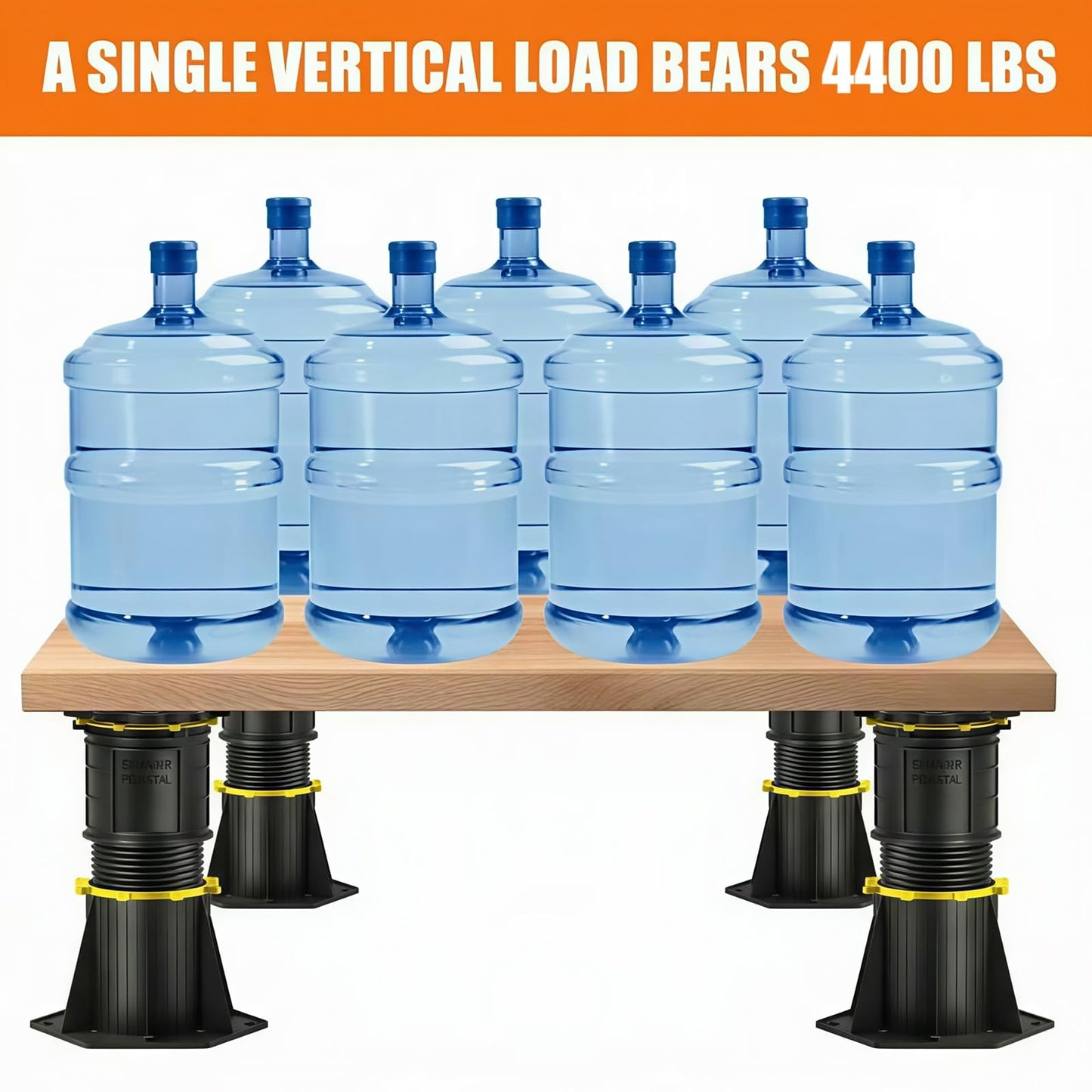 Putsea 4 Pcs Adjustable Bed Support Legs 8.5-13 Inch, 4400LBS Heavy Duty No Drill Bed Frame Center Support, Anti-Wobble Bed Slats Support for Wooden Slats/Bed Base (8.5-13 inch (4pcs))