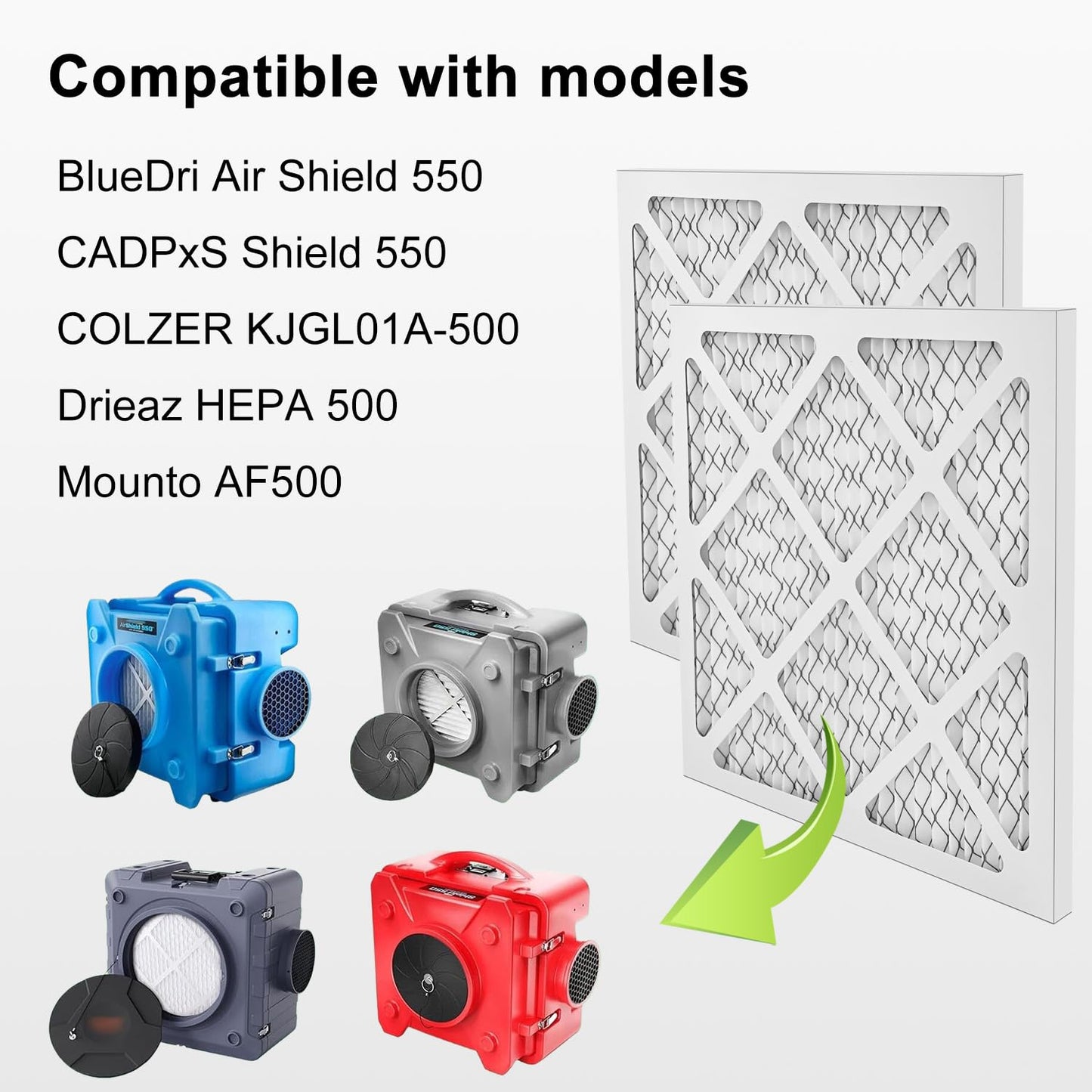5-Piece Pre-Filter HEPA 500, Compatible with MOUNTO HEPA 500 / Dri-Eaz HEPA 500 Scrubber Air Purifiers and Protective Pre-Filter, MERV 13 Air Filtration System