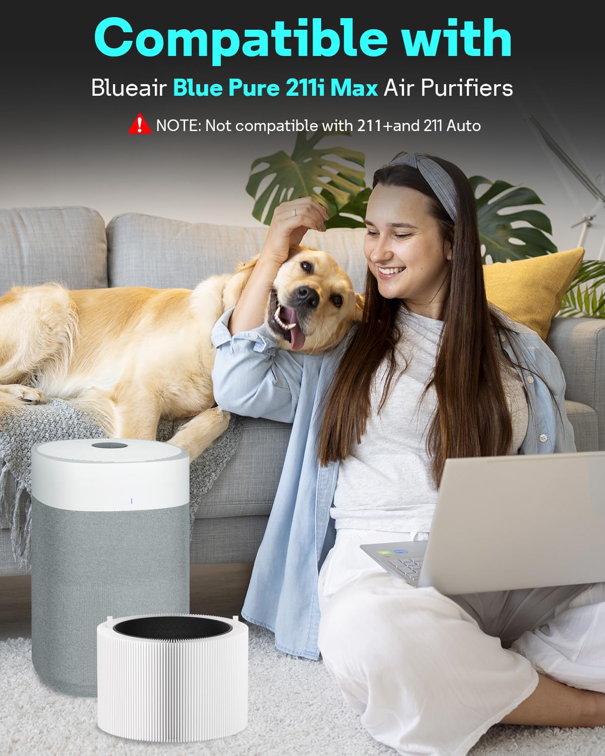 Leemone 2 Pack Blue Pure 211i Max Filter Replacement Compatible with Blueair Blue Pure 211i Max Air Purifier, True HEPA & Activated Carbon Replacement Filter, Compare to Part #F2MAX