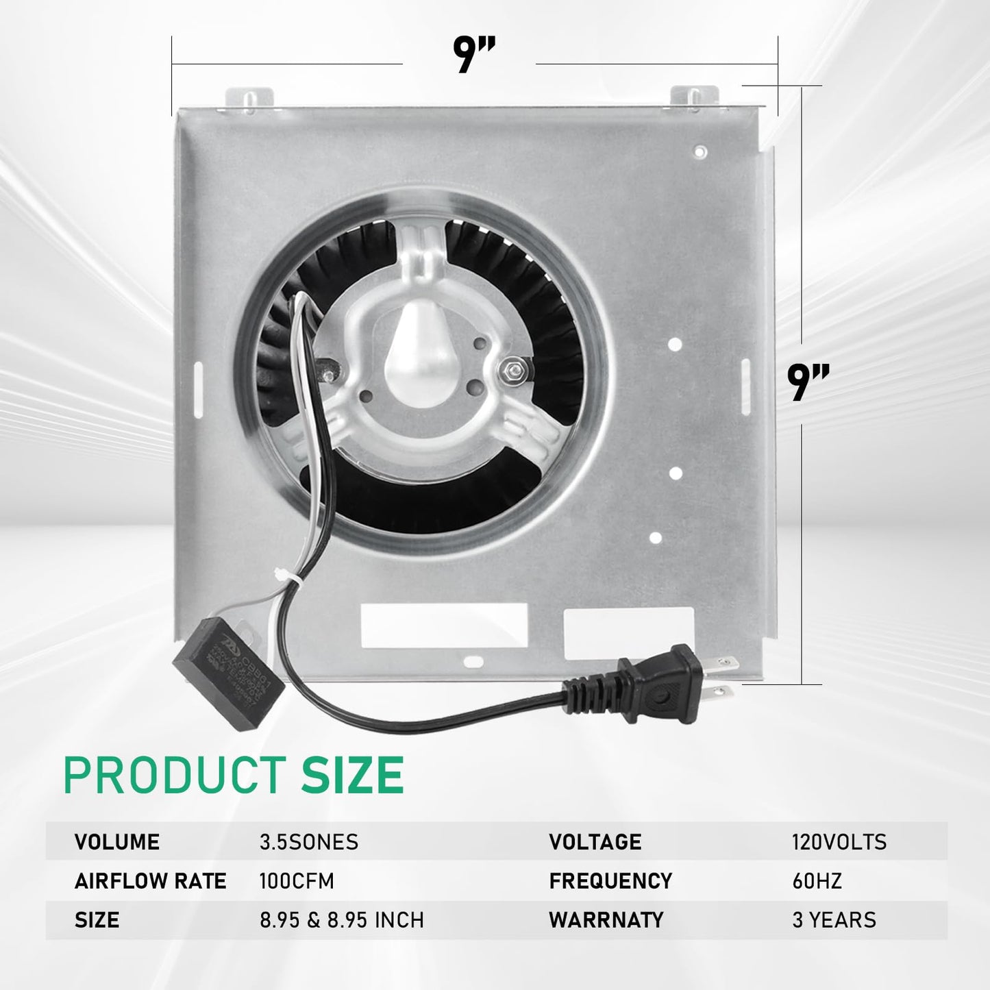【Upgrade】 Model 750 Motor Fan Compatible with Broan 750, Compatible with Nutone 671RB, 672R, 751, 752, N750, 671, 671R, 671RB, 672, 672R, 672RB Unit, 3.5 Sones, 9"×9"