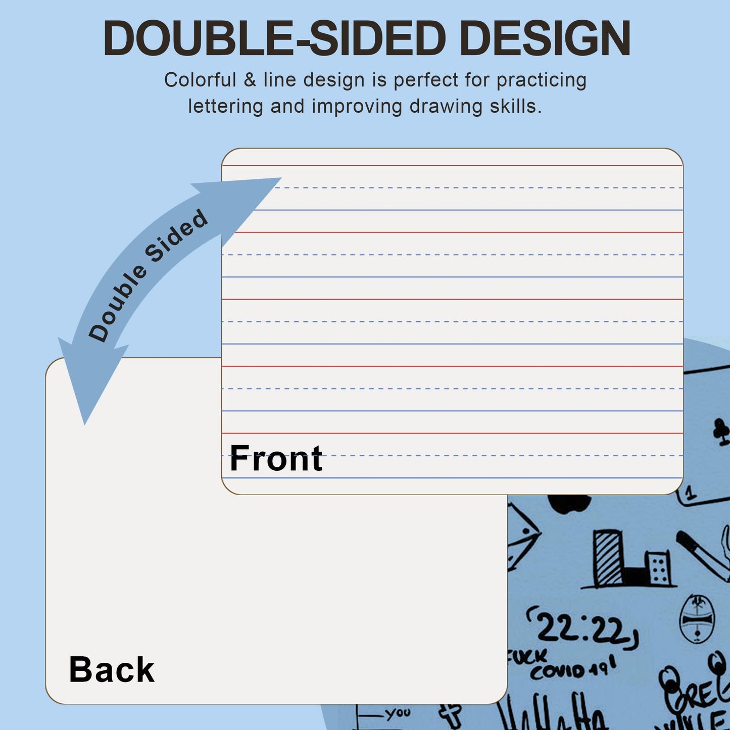 JUSTPAT 32 Pack Dry Erase Boards, 9"x12" Double Sided Small Whiteboards with Lines for Kids, Education Teacher Classroom Bulk, Mini Portable Drawing Writing White Boards Lined Lapboards for Students