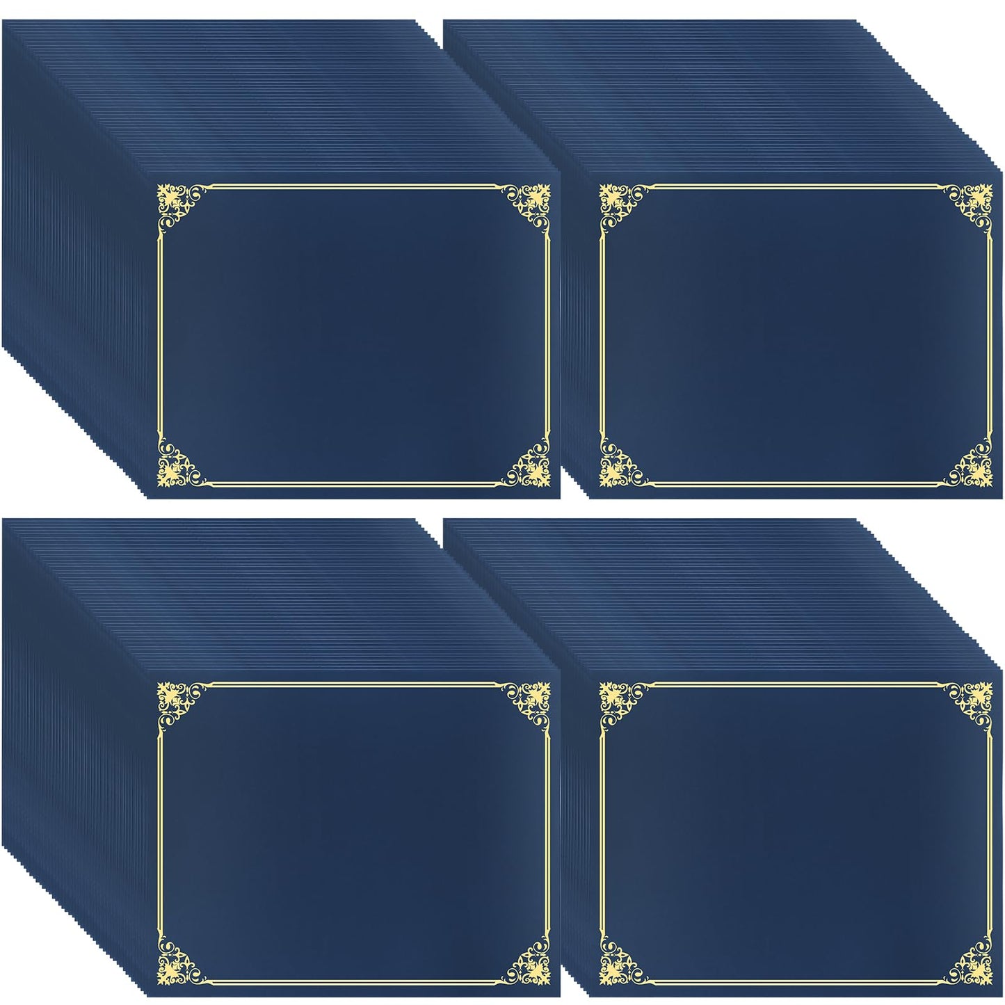 Oleitodh 110 Pcs Certificate Holders Bulk, Navy Blue Diploma Covers Gold Foil Border, Document Covers for Letter Size 8.5x11" Award Certificates, Cardstock, Document Papers, Graduation