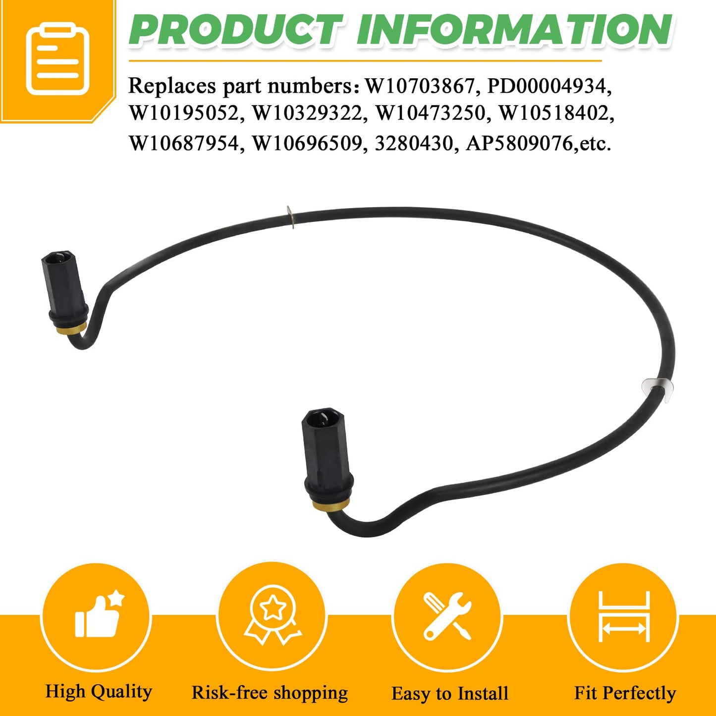 Upgraded W10703867 Dishwasher Heating Element by Techecook Replacement for Whirlpool KitchenAid Kenmore Dishwasher- Replaces W10696509 W10473250 W10195052 W10329322 W10518402 W10687954 Heating Element