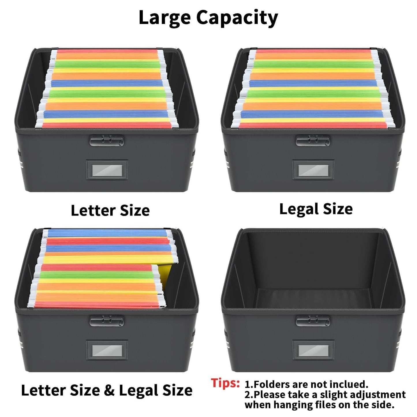 5200°F Upgraded Fireproof Document Box & Fireproof Expanding File Folder, 2 Layer File Cabinet Organizer with Lock,Collapsible Water Resistant Storage for Hanging Letter/Legal Folder Home Office-60L
