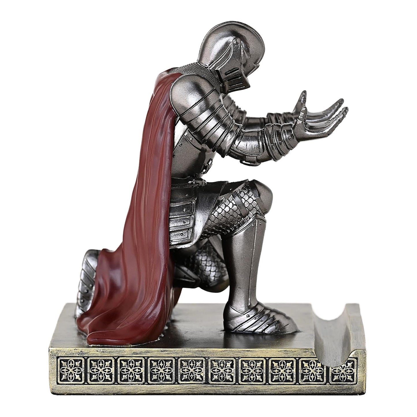 CYXStar Windbreaker Soldier Knight Pen Holder Personalized Desk Accessory, Mobile Phone & Gaming Controller Holder, Device Stand Gift for Medieval Enthusiasts (Iron)