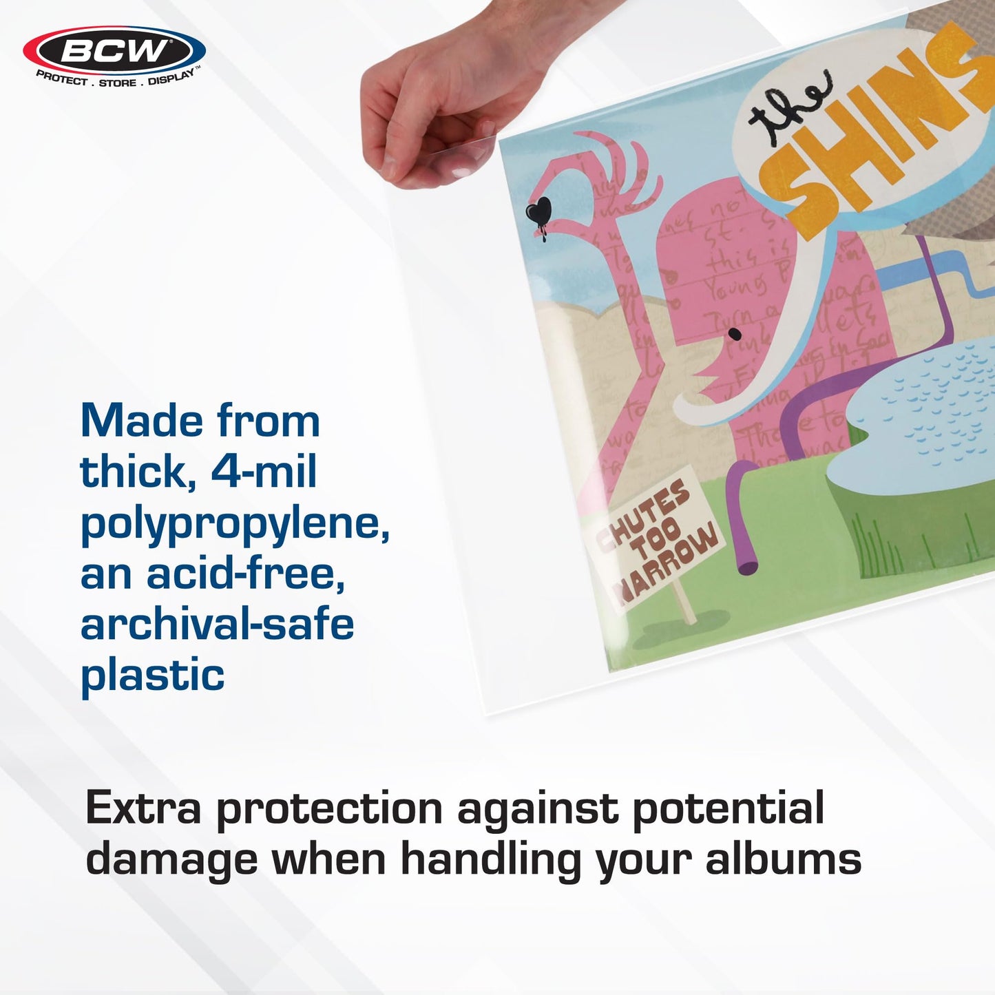 BCW 4 Mil Record Sleeves (12 Inch) - 100 ct | Clear Polypropylene Vinyl Album Protectors for 33 1/3 RPM | Archival Quality, Acid-Free | Premium Outer Sleeves for Storage of Your Vinyl Collection