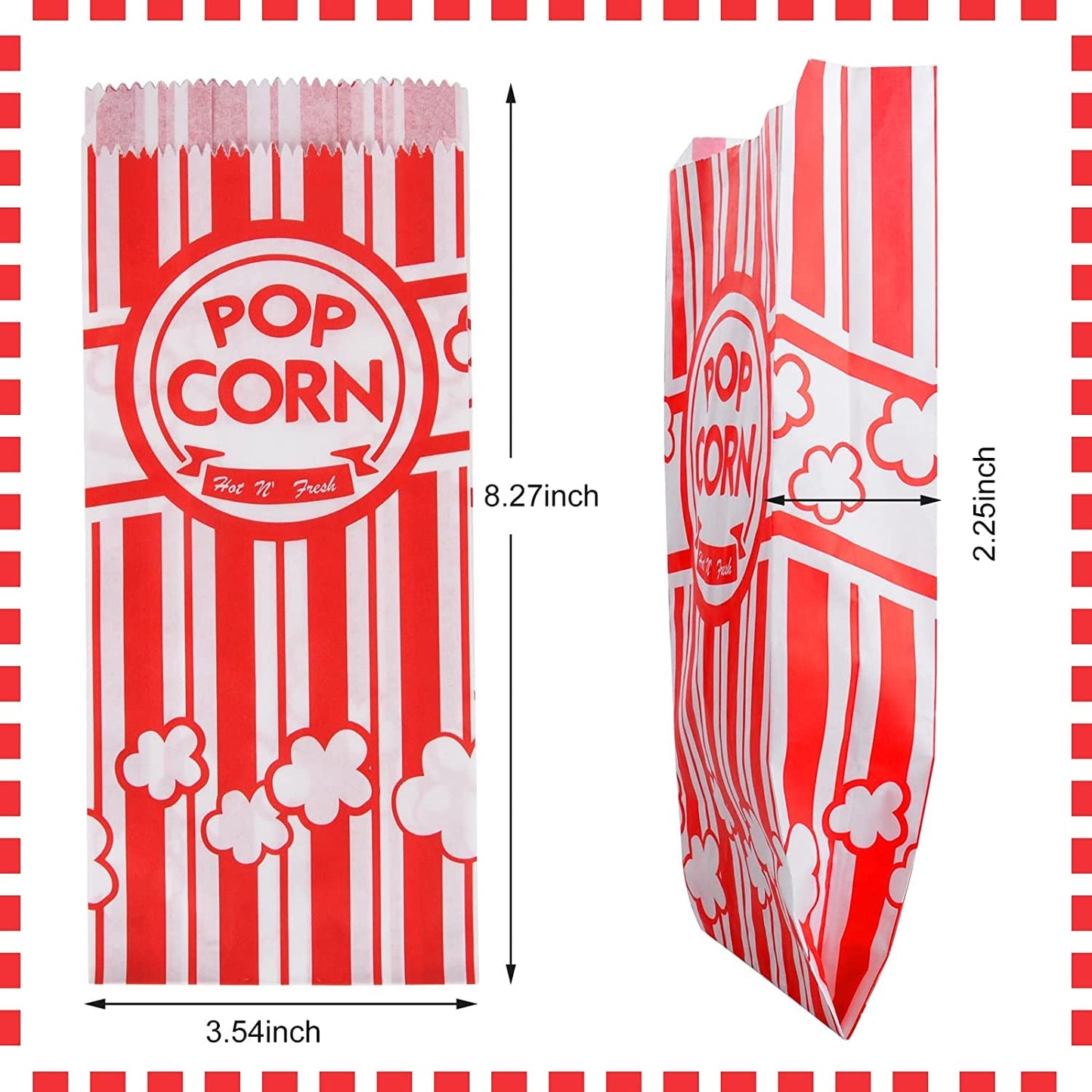 1000 Pieces Paper Popcorn Bags, 1 oz Bags Individual Servings for Machine Maker Cart Supplies, Small Mini Pop Corn Bag Bulk Carnival Party