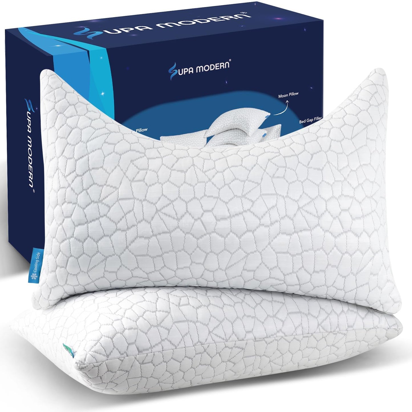 Side Sleeper Pillow for Side and Back Sleepers -Cooling Cervical Neck Pillows for Neck and Shoulder Pain Relief, Adjustable Shredded Memory Foam Pillows King Size Set of 2, Bed Pillow for Adults