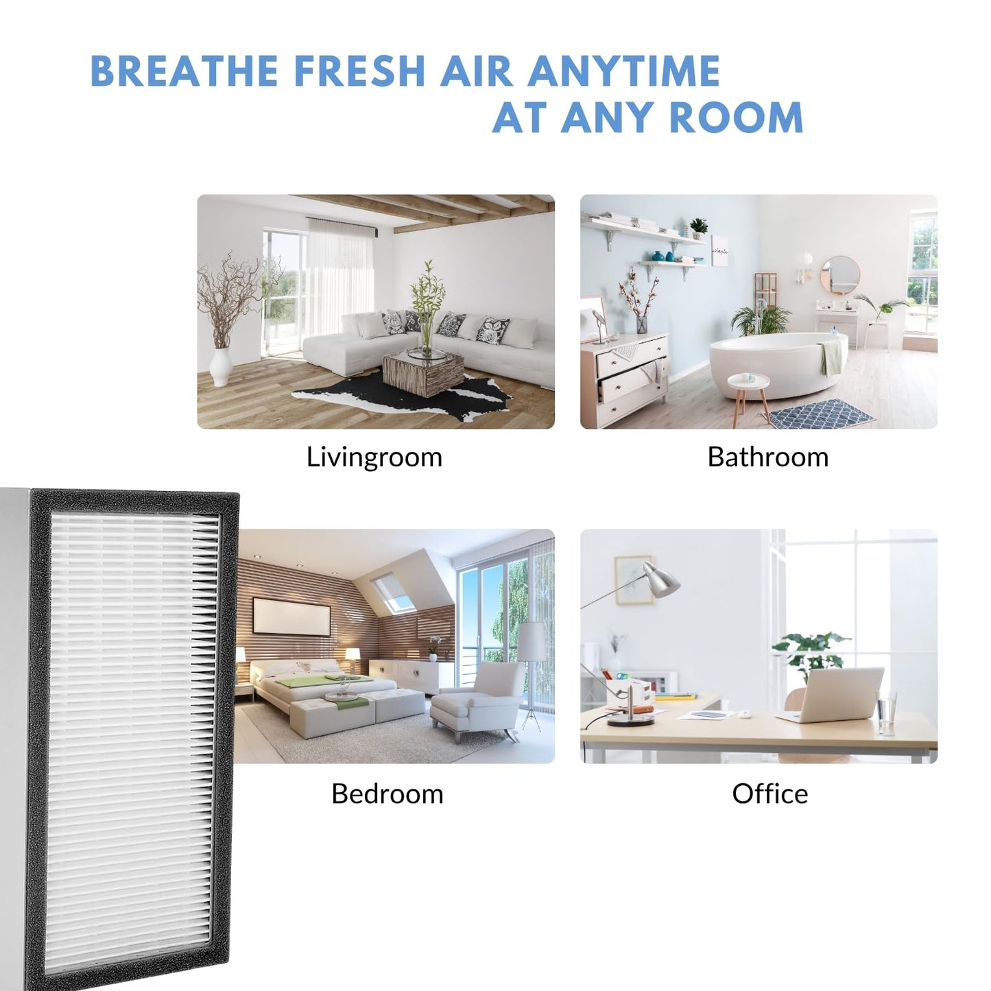 Nispira True HEPA Replacement Filter Compatible with Hunter Models 30966, 30747, 30748, 30750, 30856, 37748, 37750 Air Purifier, 1 Pack