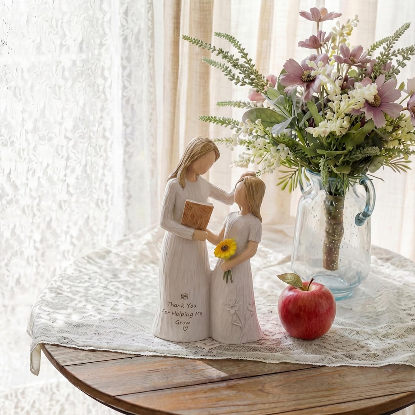 Teacher Gifts for Women, Teacher Appreciation Gifts, Gift for Teachers, Thank You Gifts for Teacher, Solid Resin Sculpture of Teacher and Student Figures, Includes a Greeting Card - 5.71''
